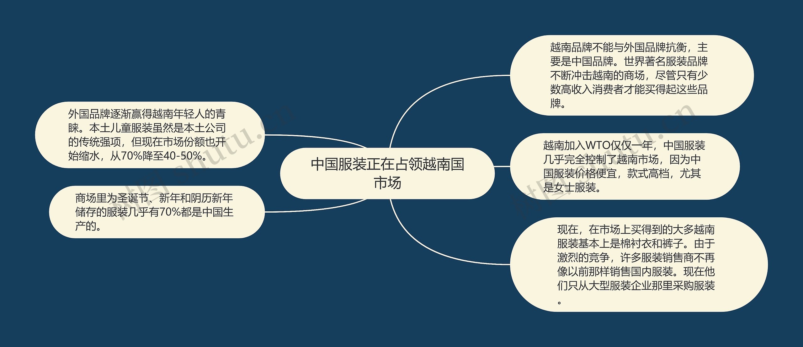 中国服装正在占领越南国市场思维导图