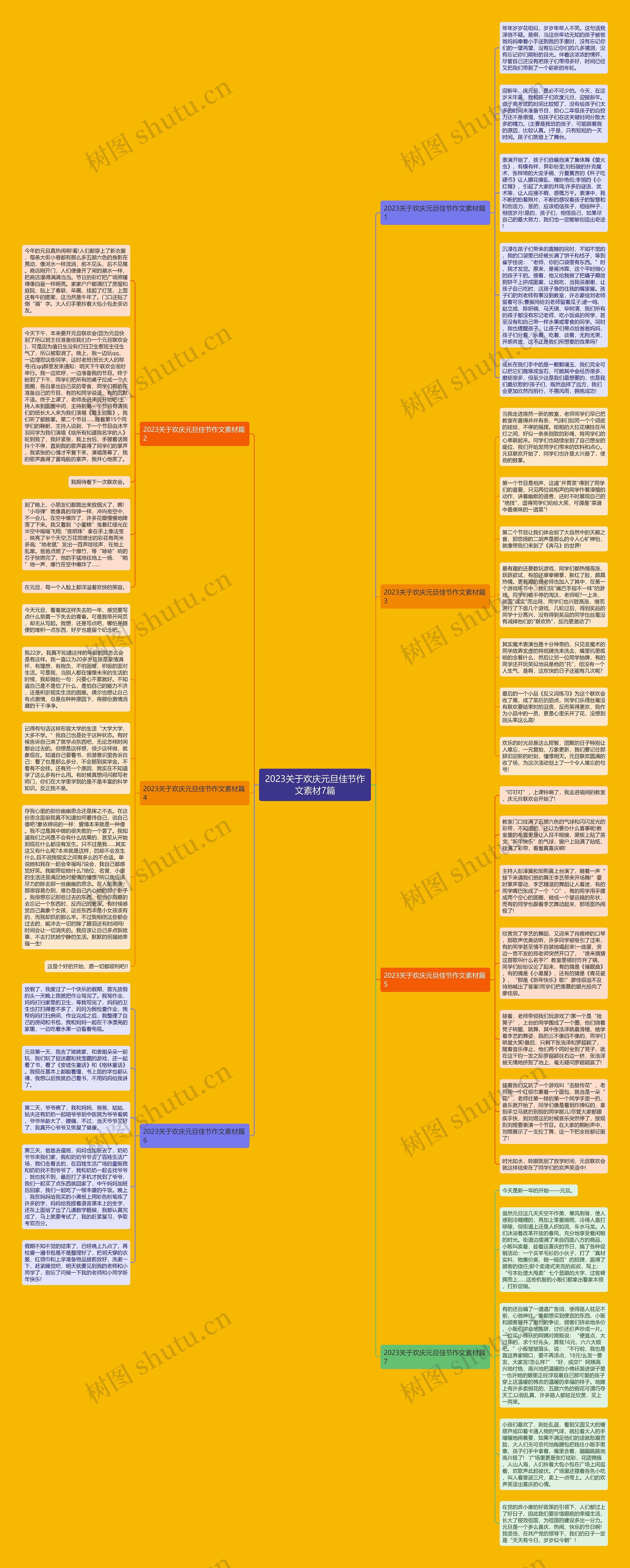 2023关于欢庆元旦佳节作文素材7篇思维导图