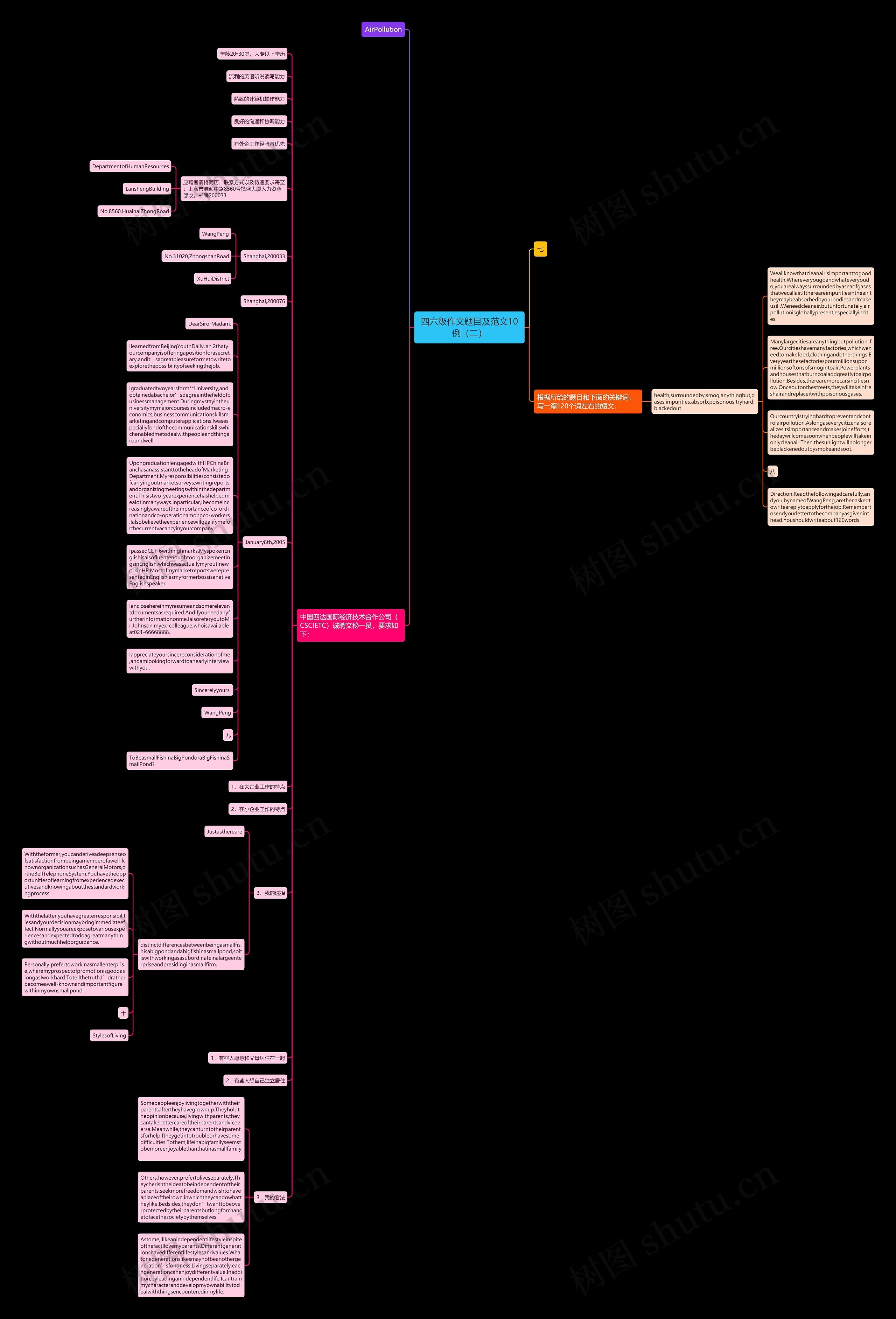 四六级作文题目及范文10例（二）思维导图
