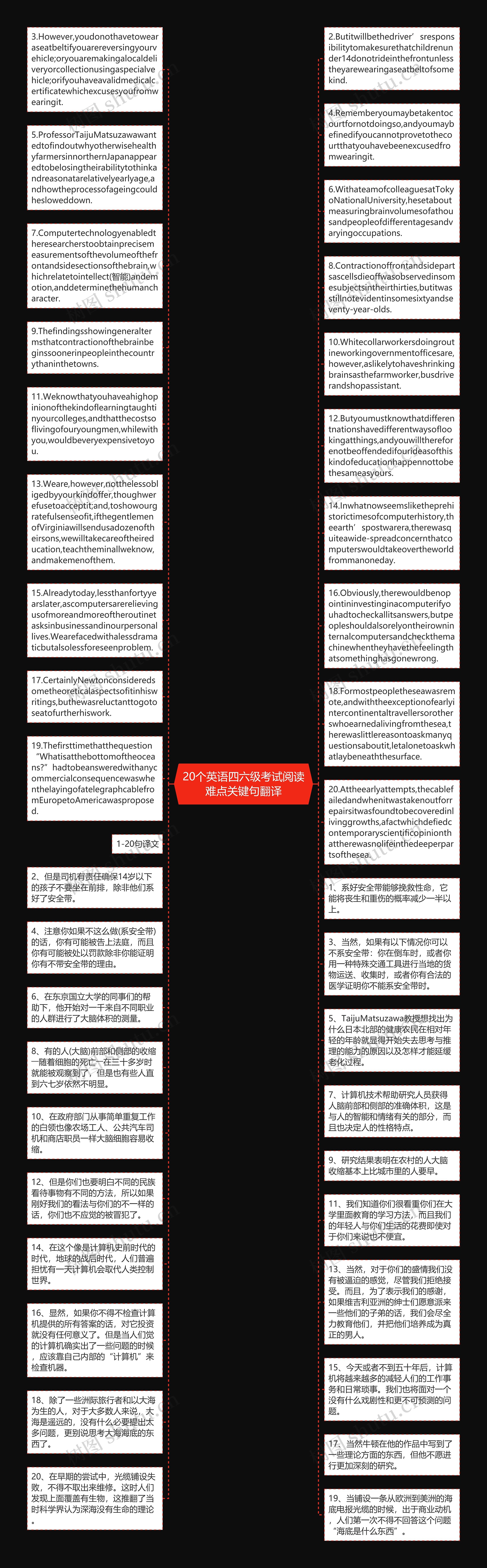 20个英语四六级考试阅读难点关键句翻译