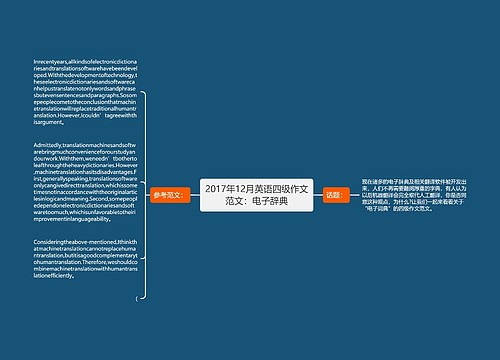 2017年12月英语四级作文范文：电子辞典