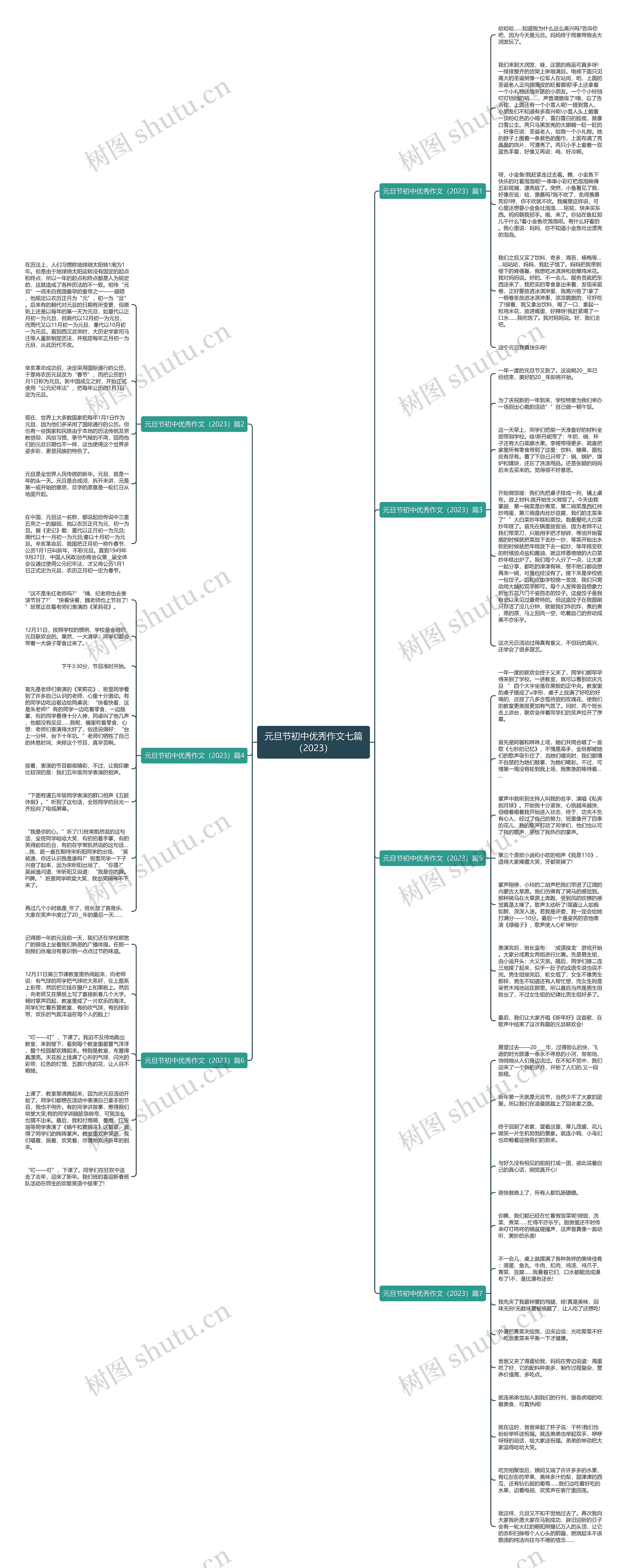 元旦节初中优秀作文七篇（2023）思维导图