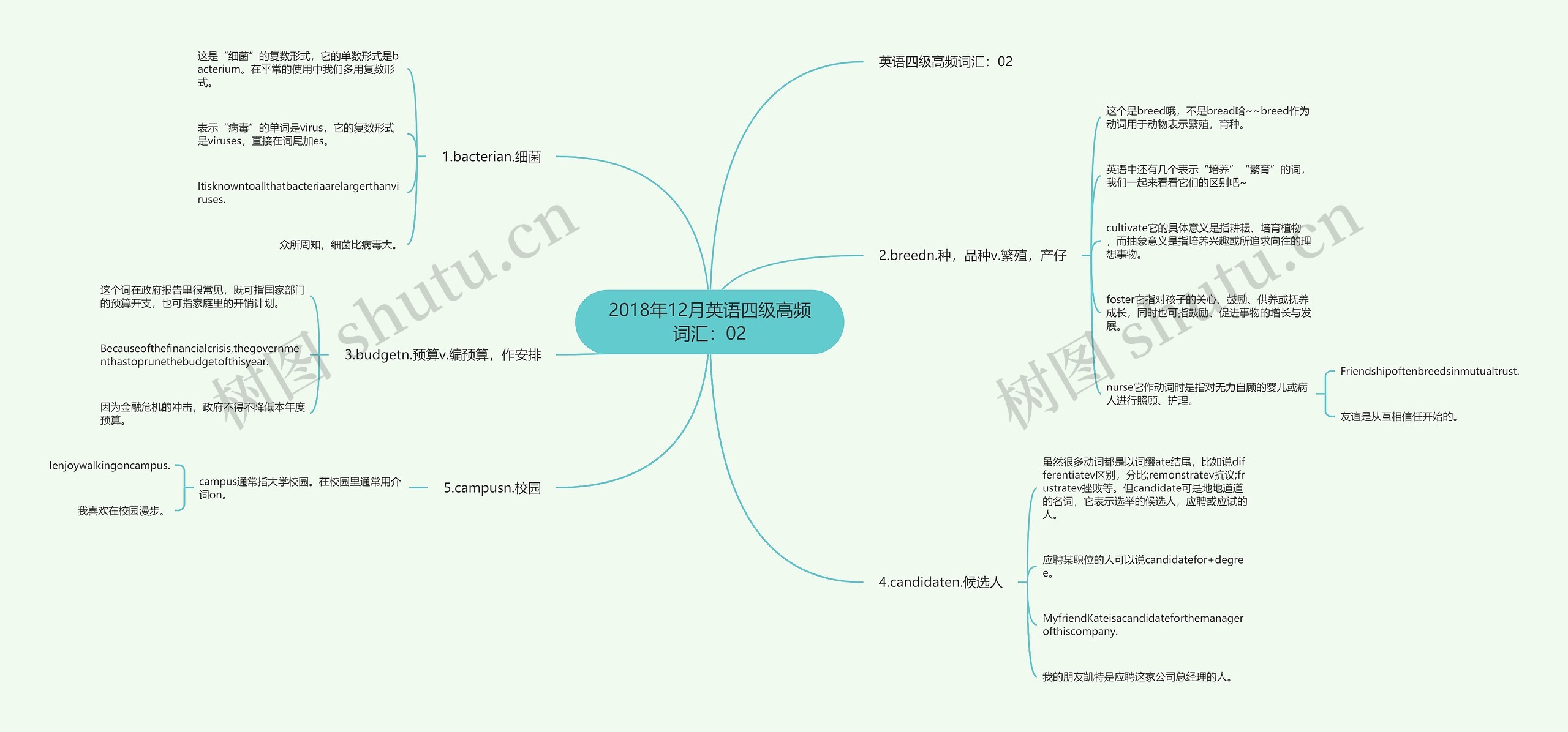 2018年12月英语四级高频词汇：02思维导图