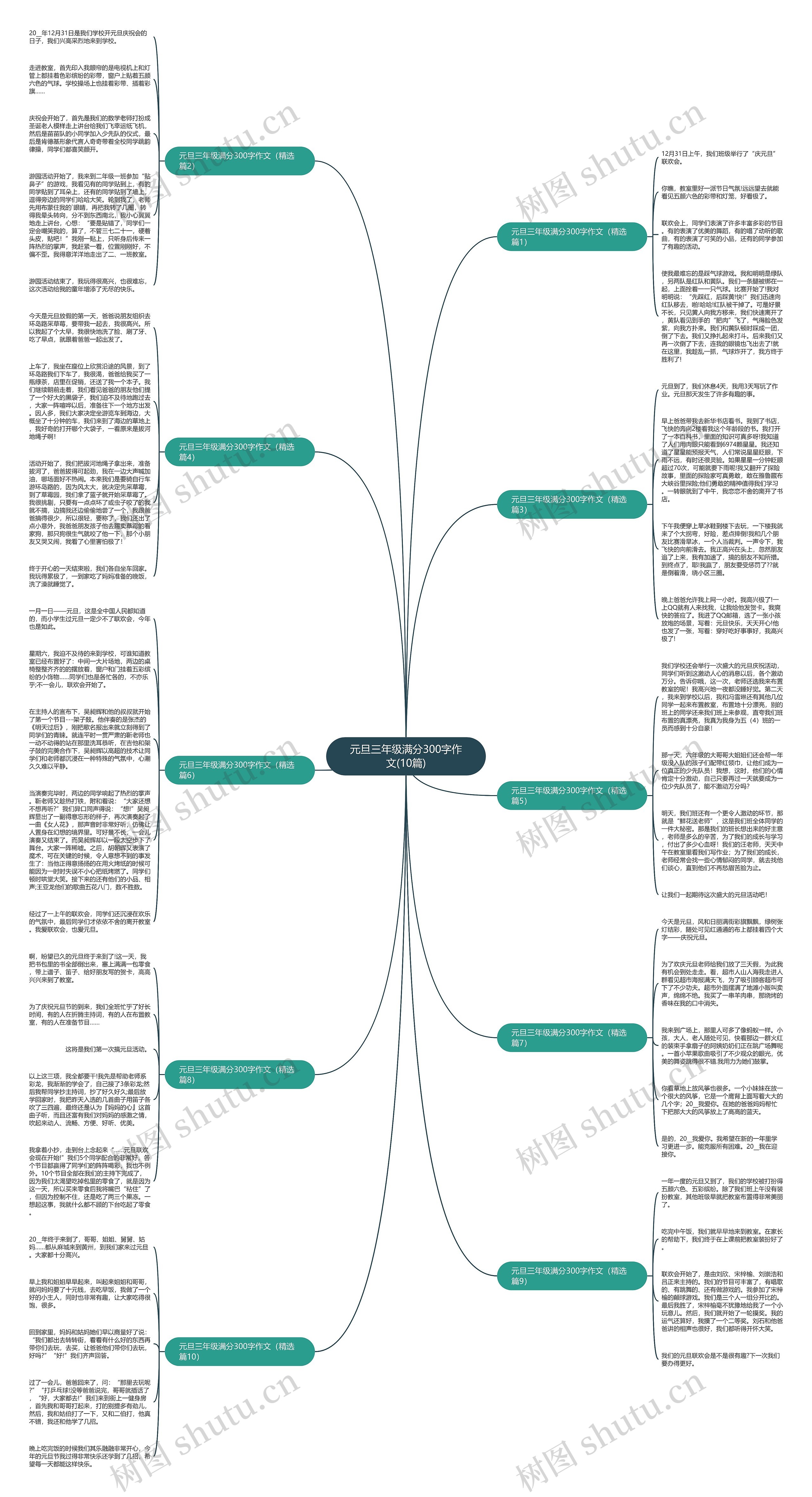 元旦三年级满分300字作文(10篇)思维导图