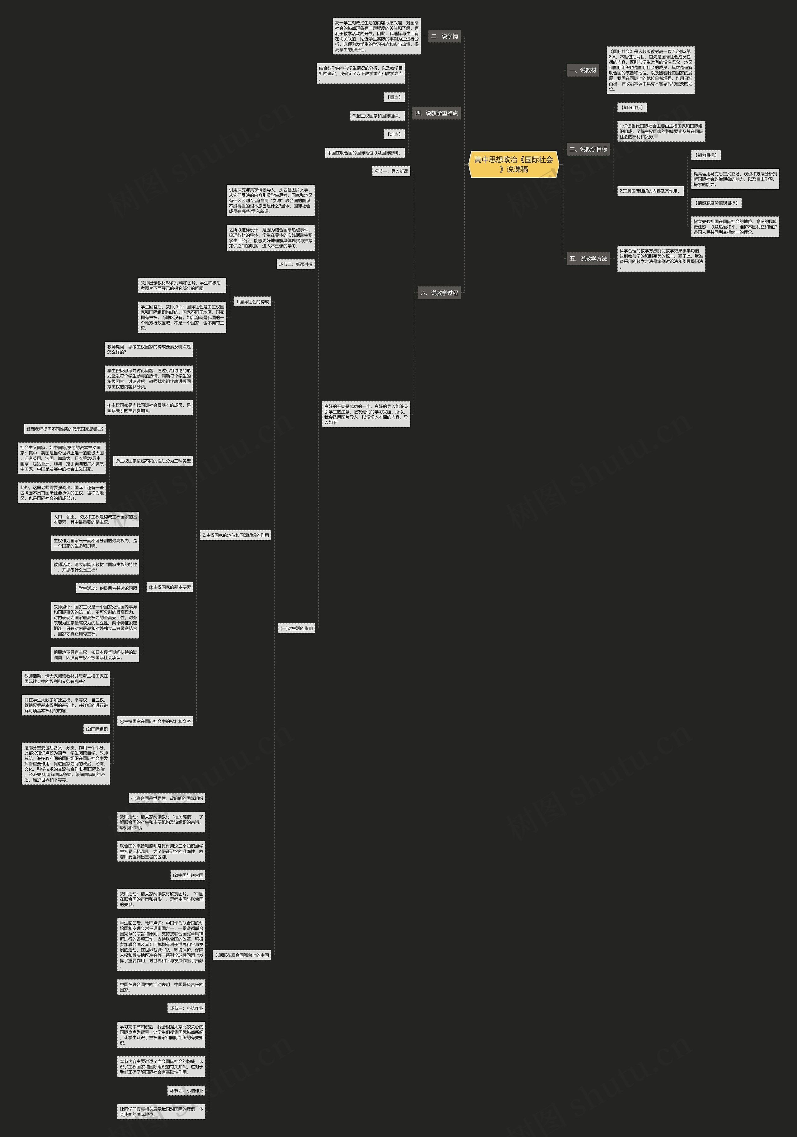 高中思想政治《国际社会》说课稿思维导图