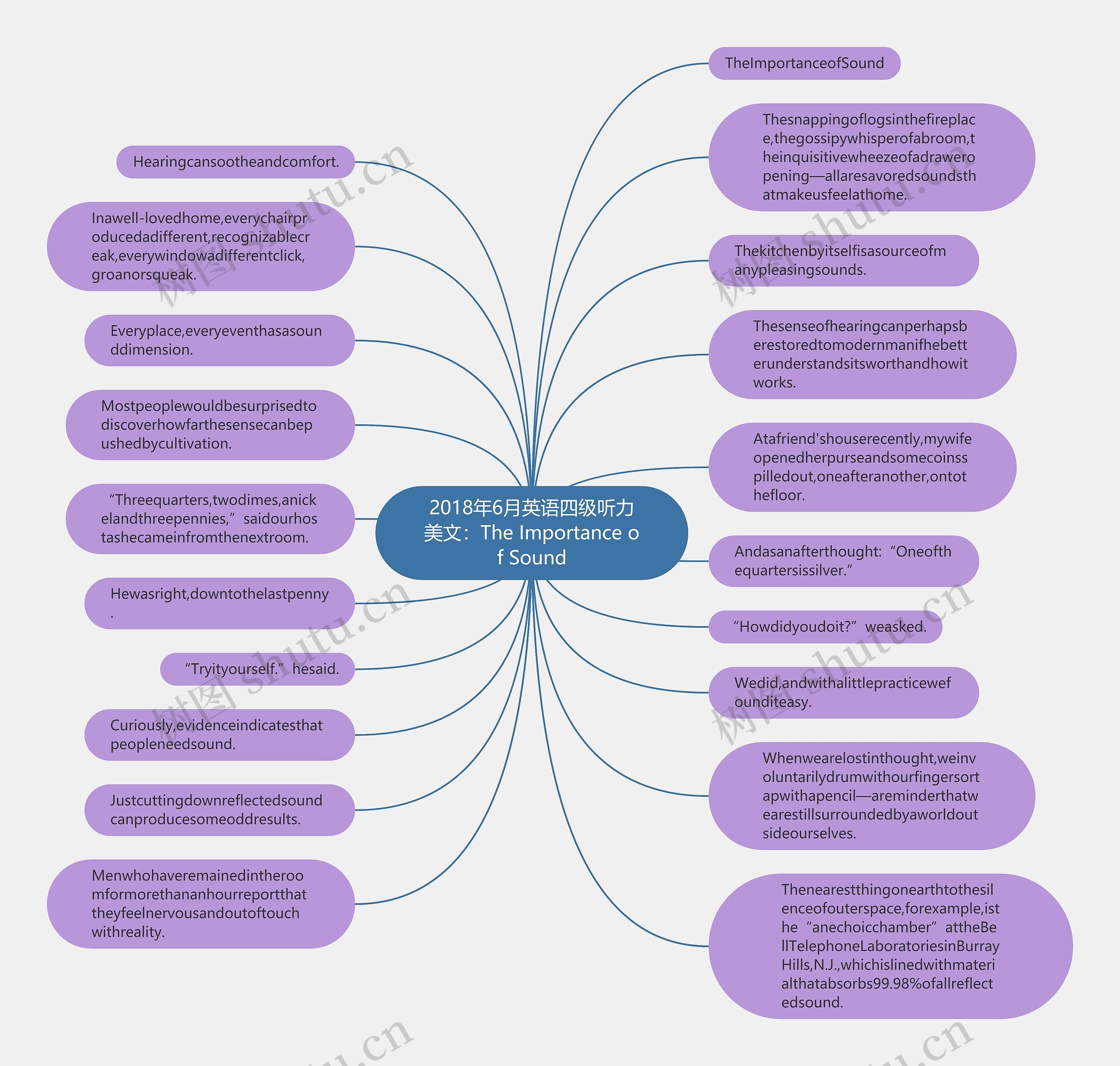 2018年6月英语四级听力美文：The Importance of Sound思维导图