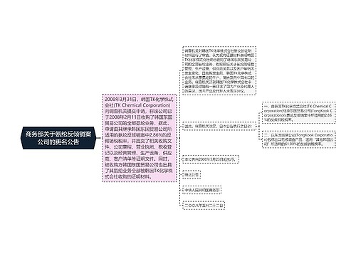 商务部关于氨纶反倾销案公司的更名公告