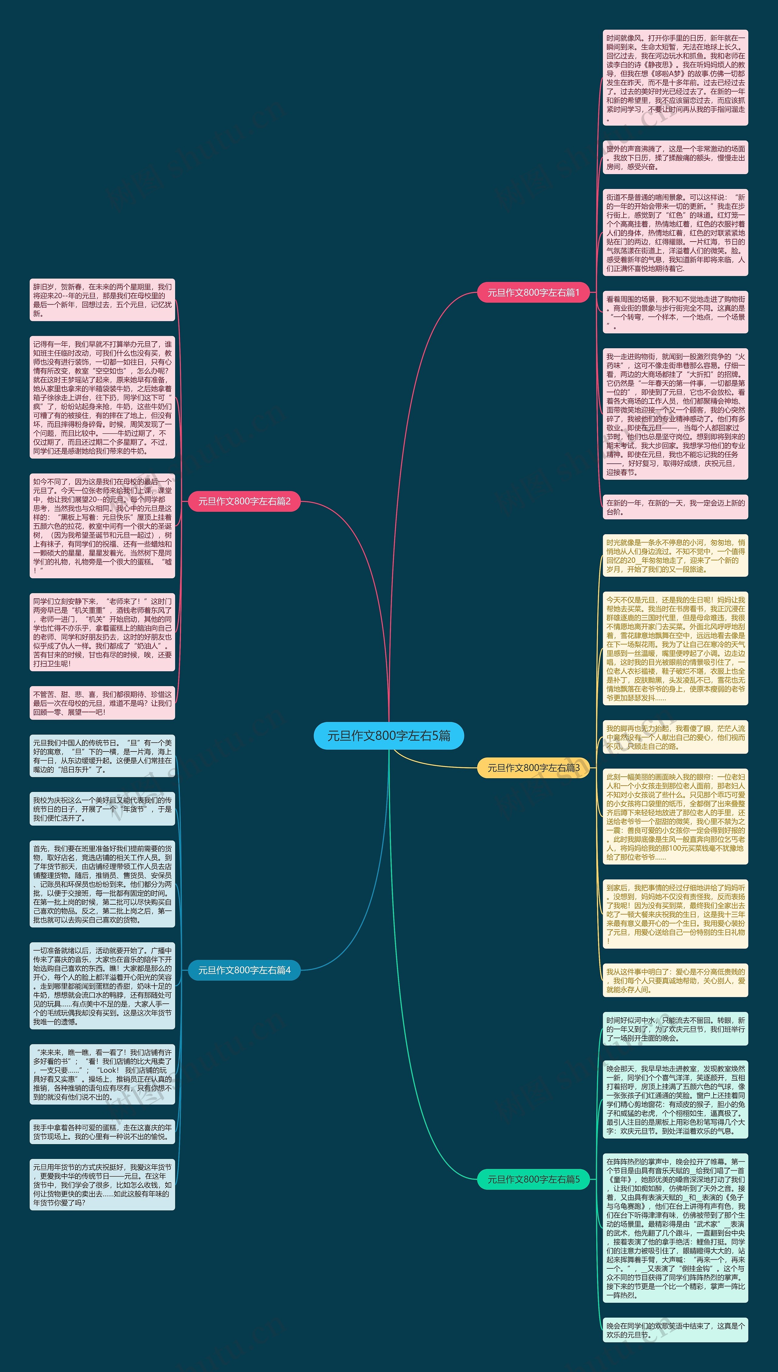 元旦作文800字左右5篇思维导图