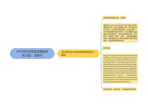 2018年6月英语四级翻译练习题：灵隐寺