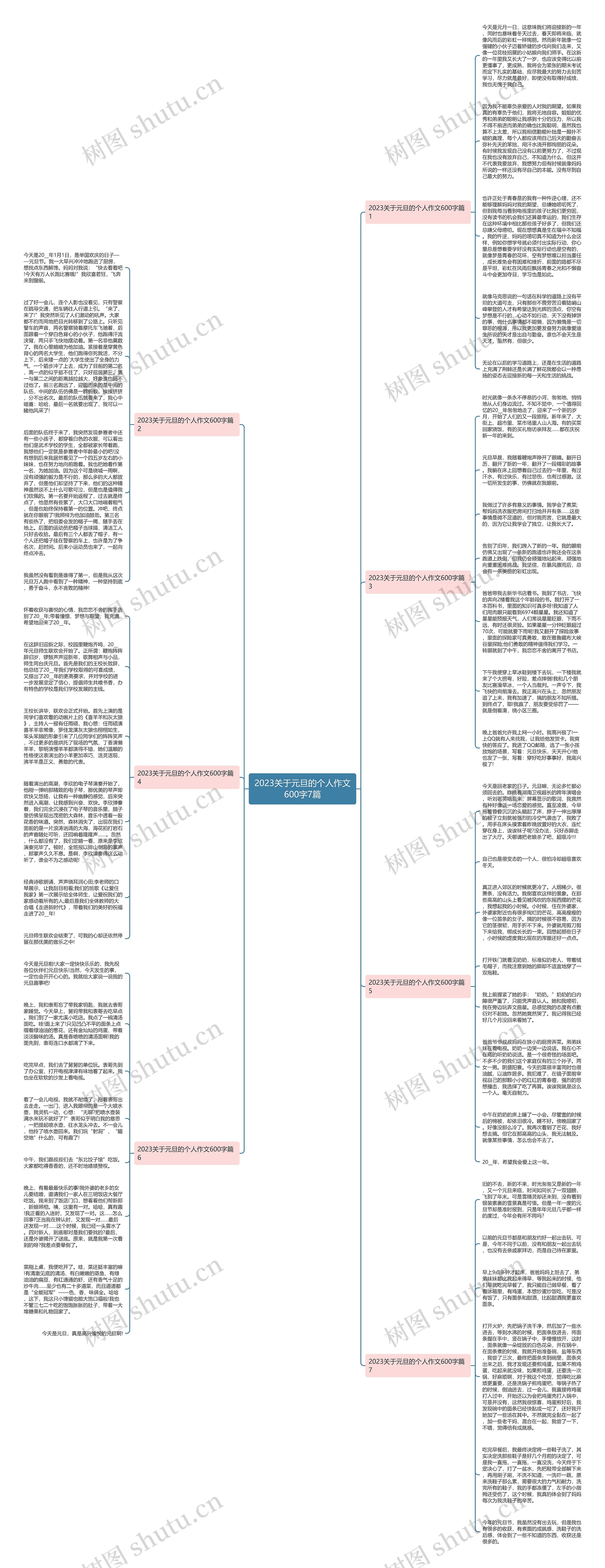 2023关于元旦的个人作文600字7篇思维导图