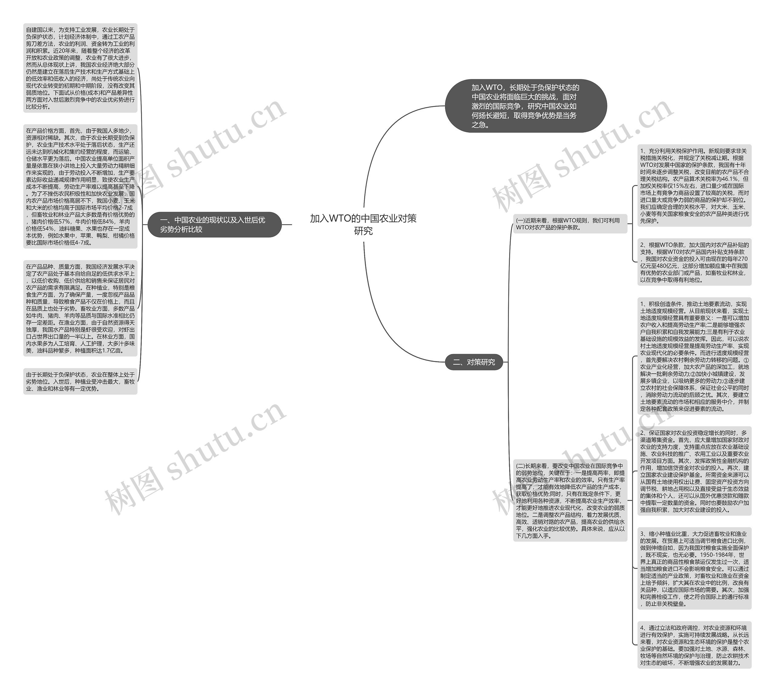 加入WTO的中国农业对策研究思维导图