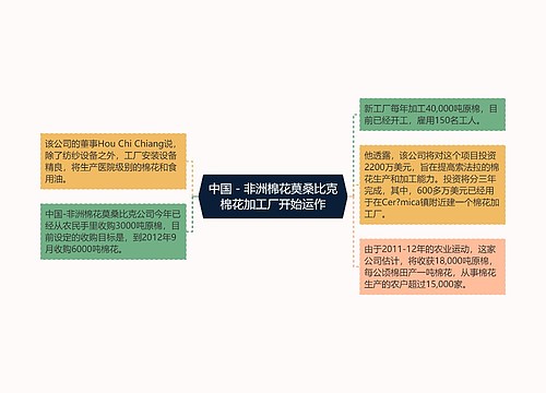 中国 - 非洲棉花莫桑比克棉花加工厂开始运作