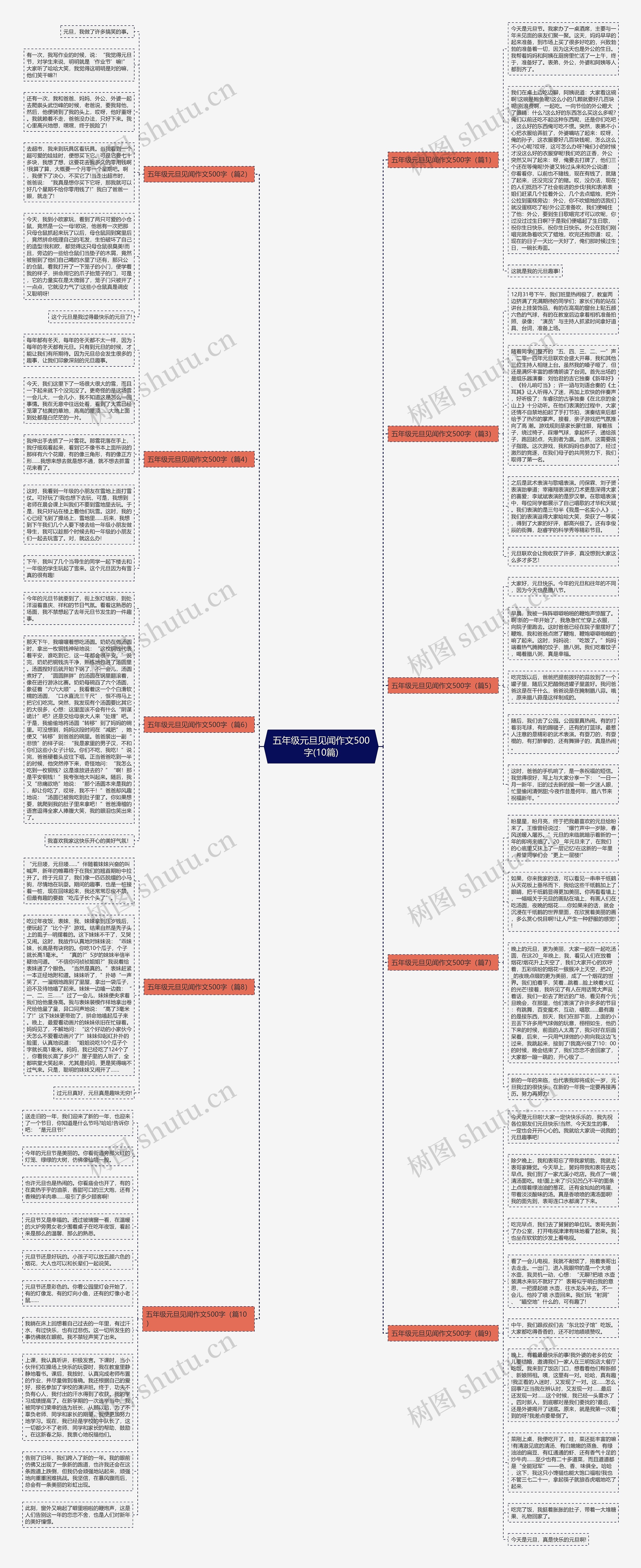 五年级元旦见闻作文500字(10篇)思维导图