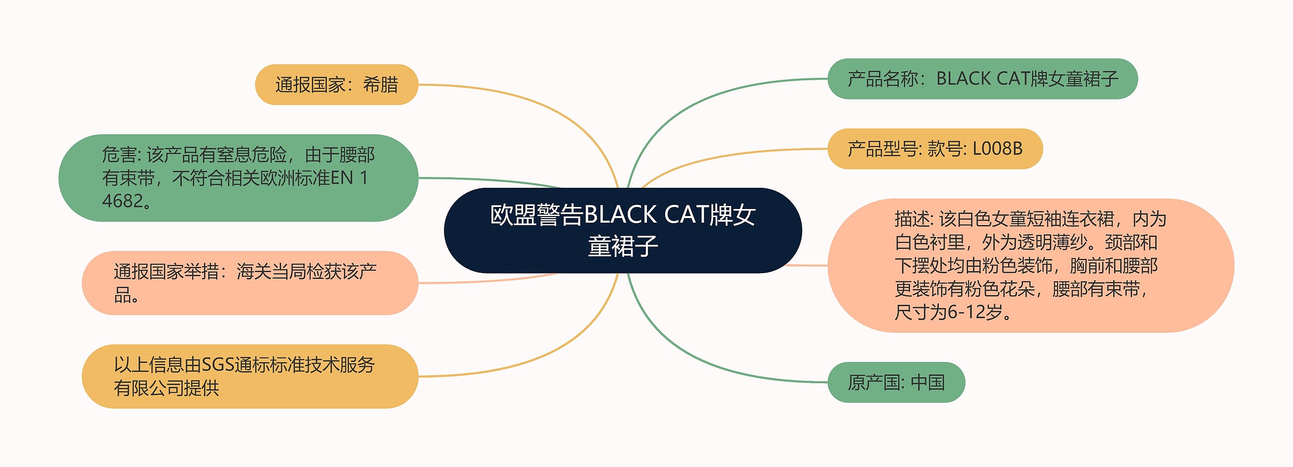 欧盟警告BLACK CAT牌女童裙子思维导图