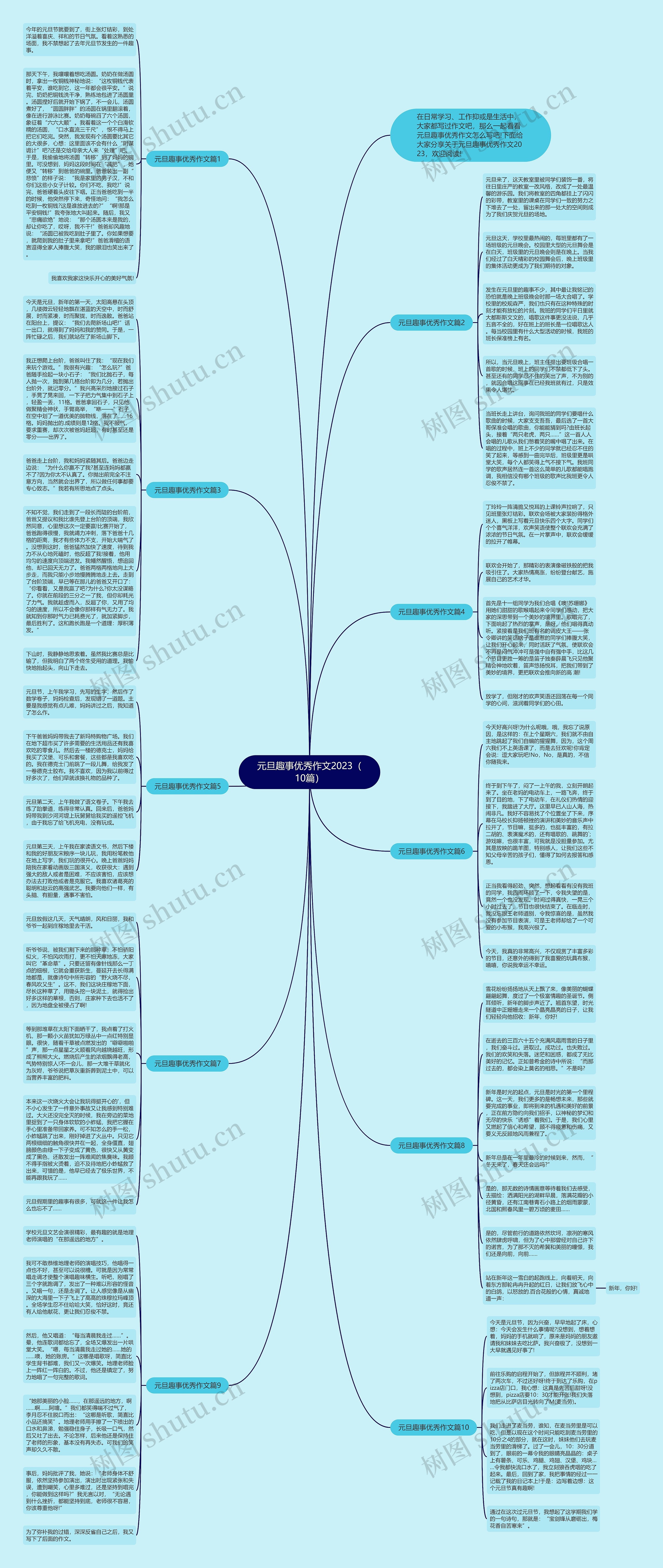 元旦趣事优秀作文2023（10篇）思维导图