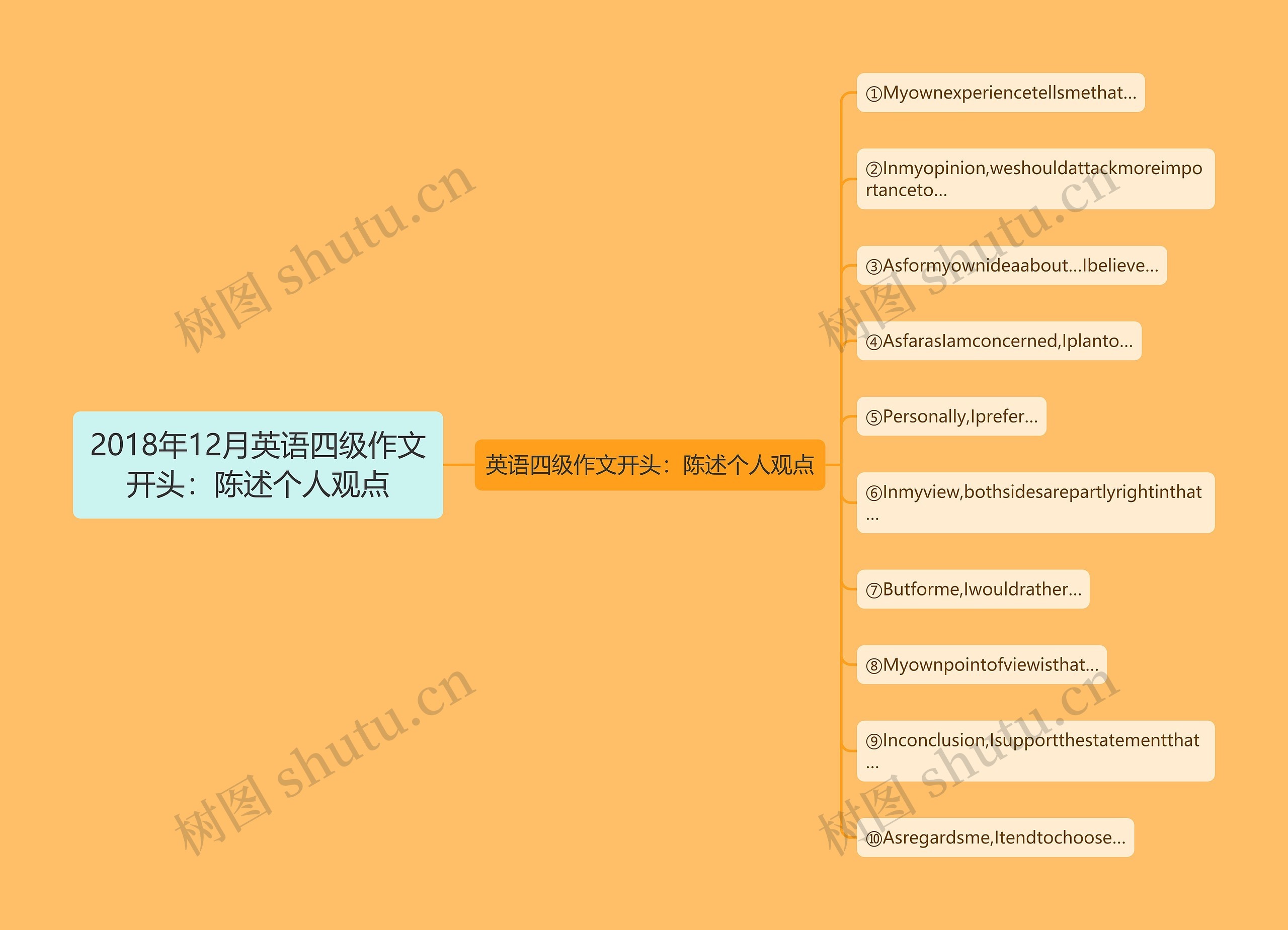 2018年12月英语四级作文开头：陈述个人观点思维导图