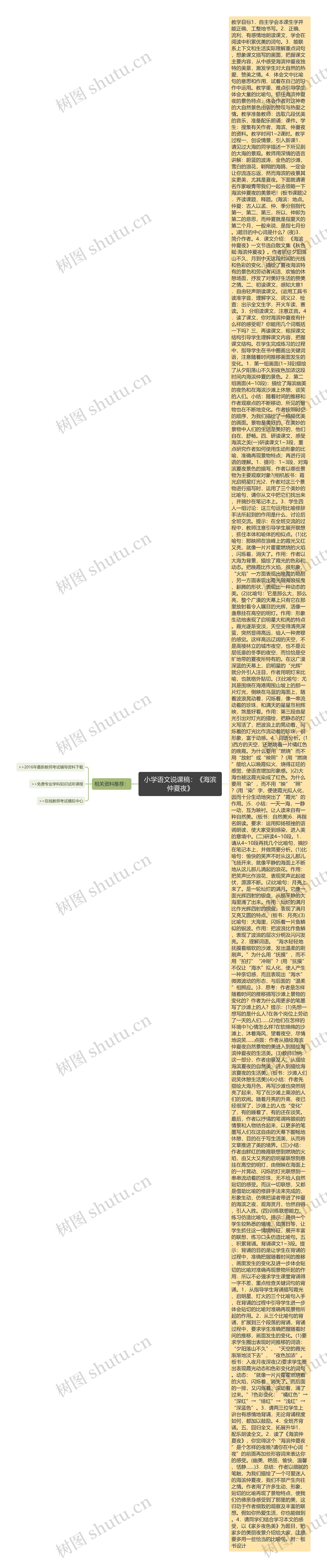 小学语文说课稿：《海滨仲夏夜》思维导图