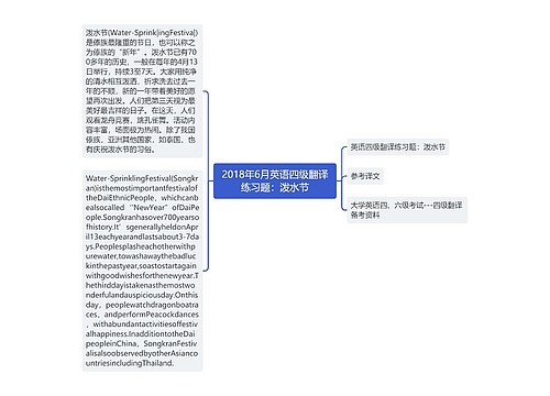 2018年6月英语四级翻译练习题：泼水节