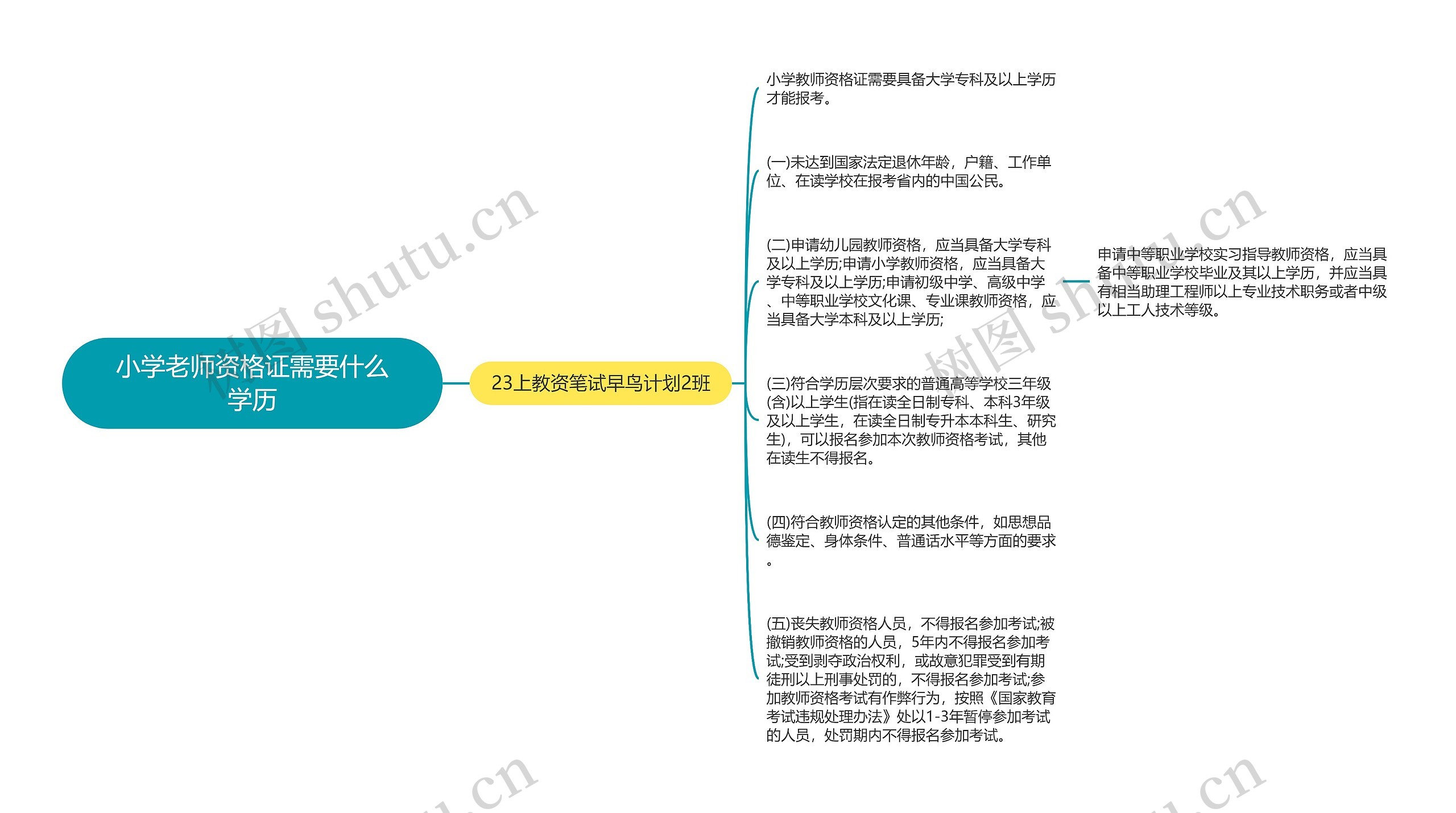 小学老师资格证需要什么学历思维导图