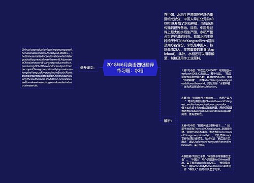 2018年6月英语四级翻译练习题：水稻