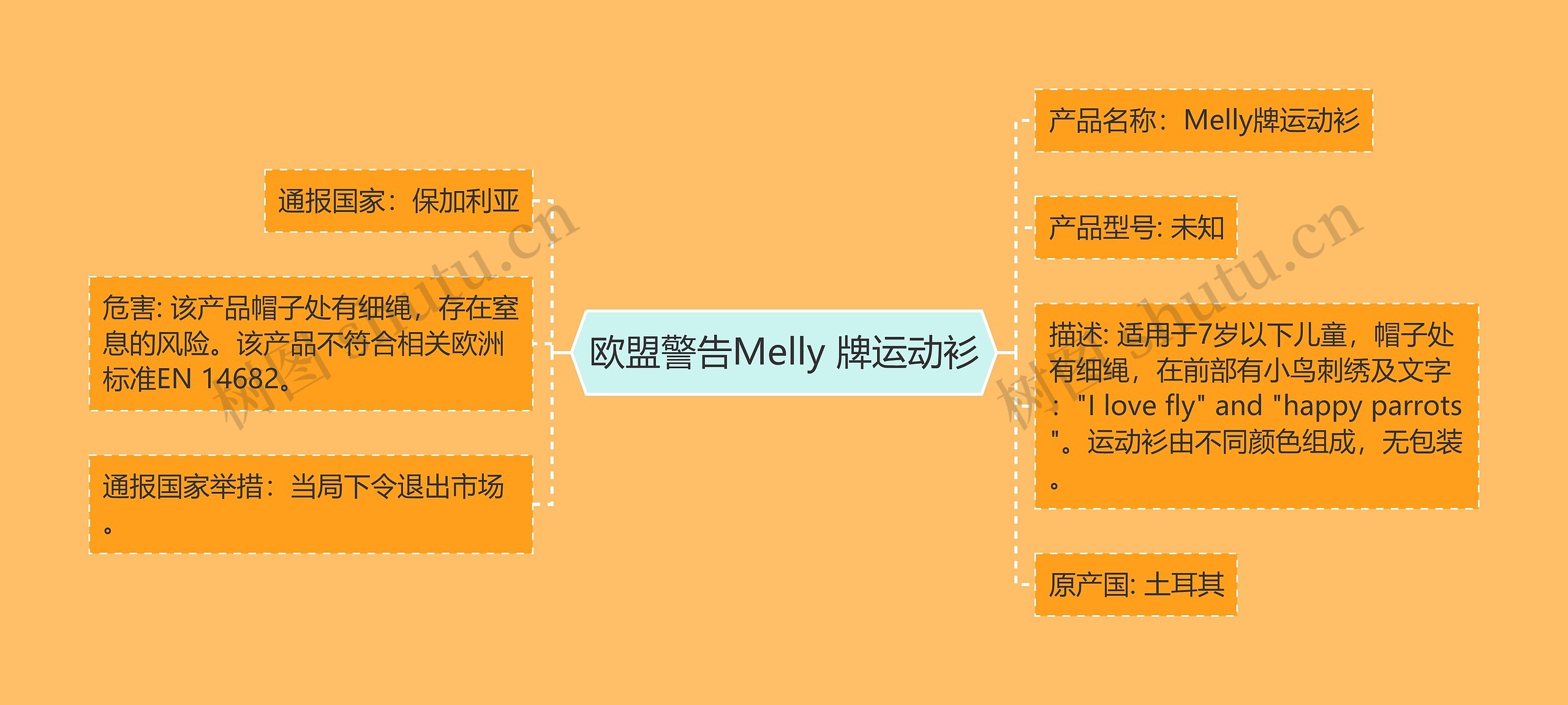 欧盟警告Melly 牌运动衫思维导图