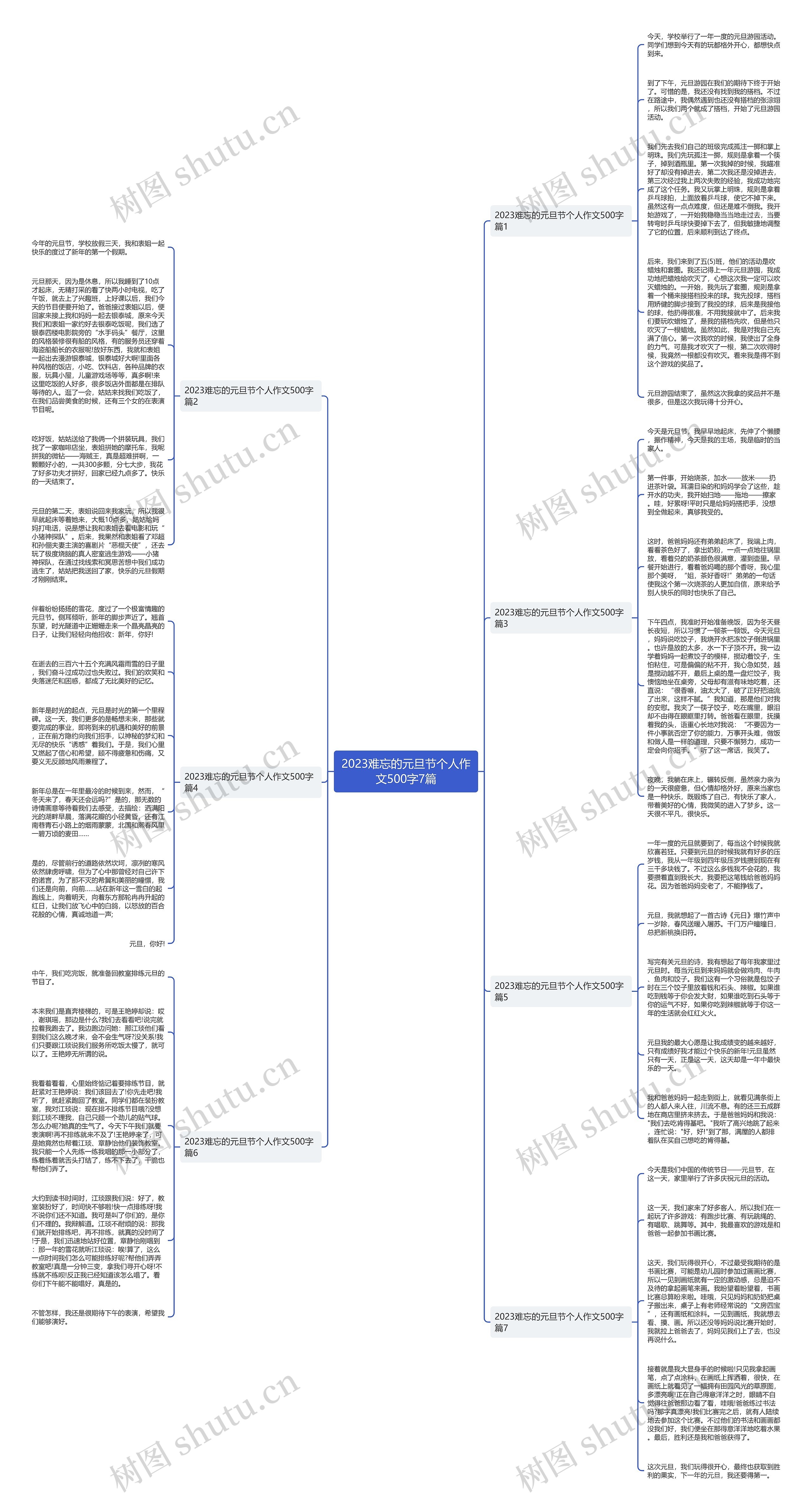 2023难忘的元旦节个人作文500字7篇思维导图