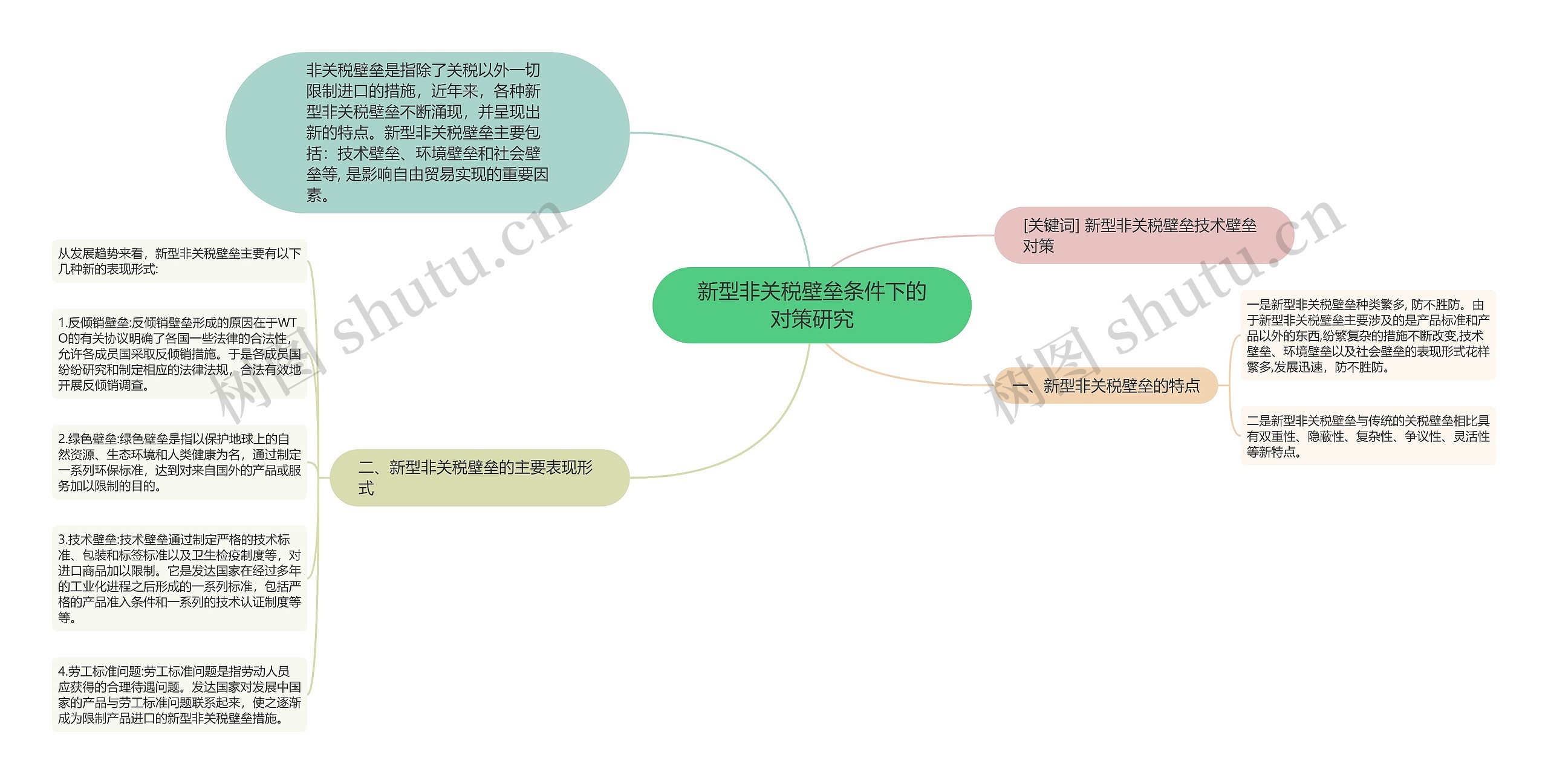 新型非关税壁垒条件下的对策研究思维导图