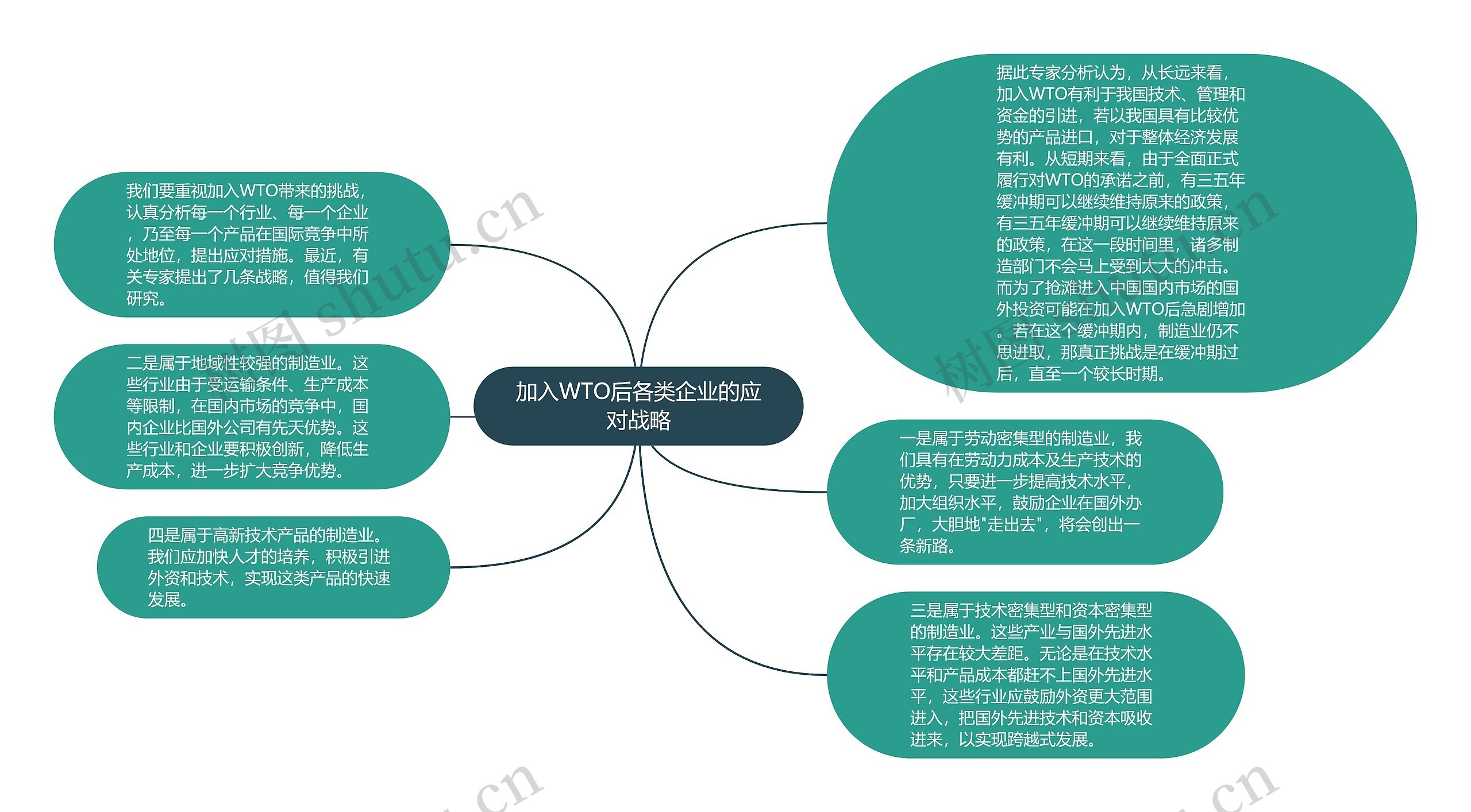 加入WTO后各类企业的应对战略思维导图