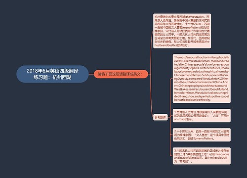 2018年6月英语四级翻译练习题：杭州西湖