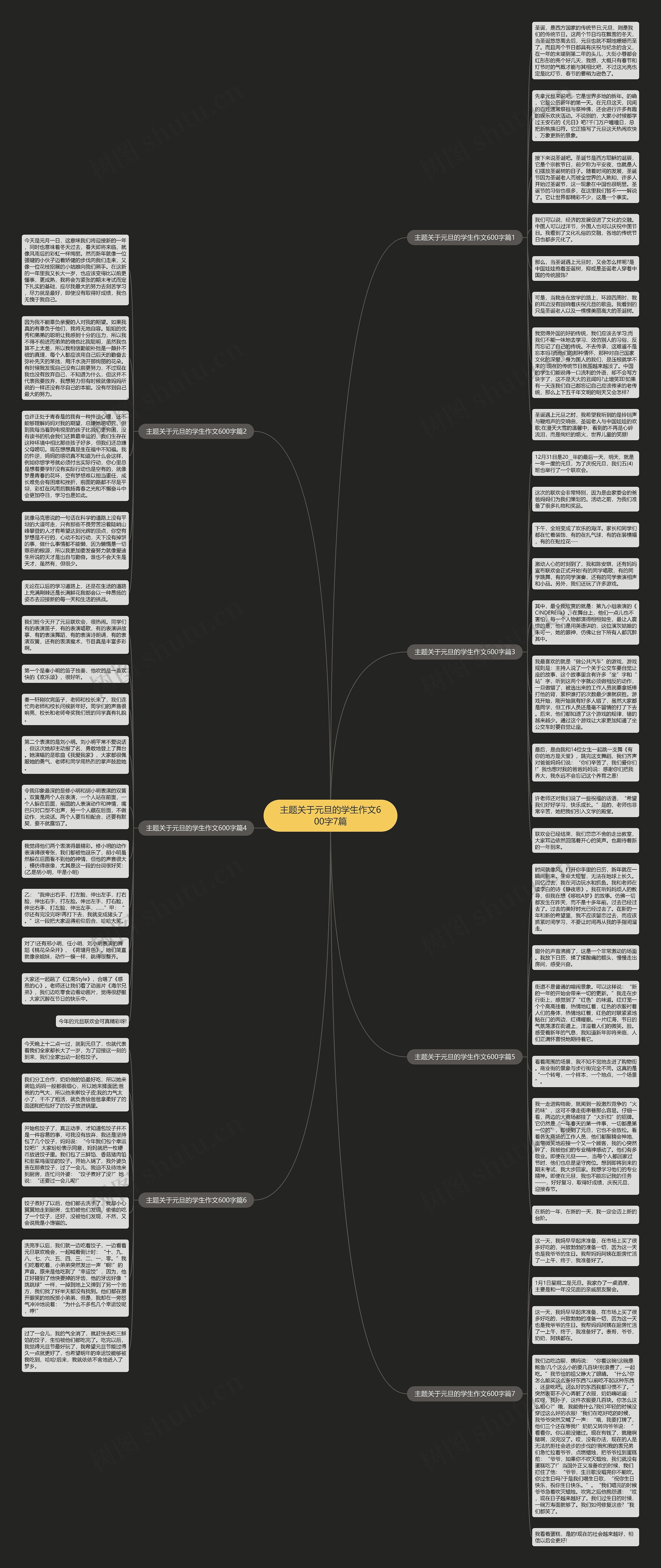 主题关于元旦的学生作文600字7篇思维导图