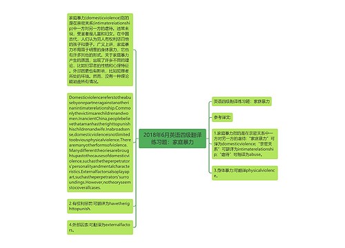 2018年6月英语四级翻译练习题：家庭暴力