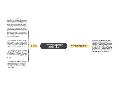 2018年6月英语四级翻译练习题：庙会