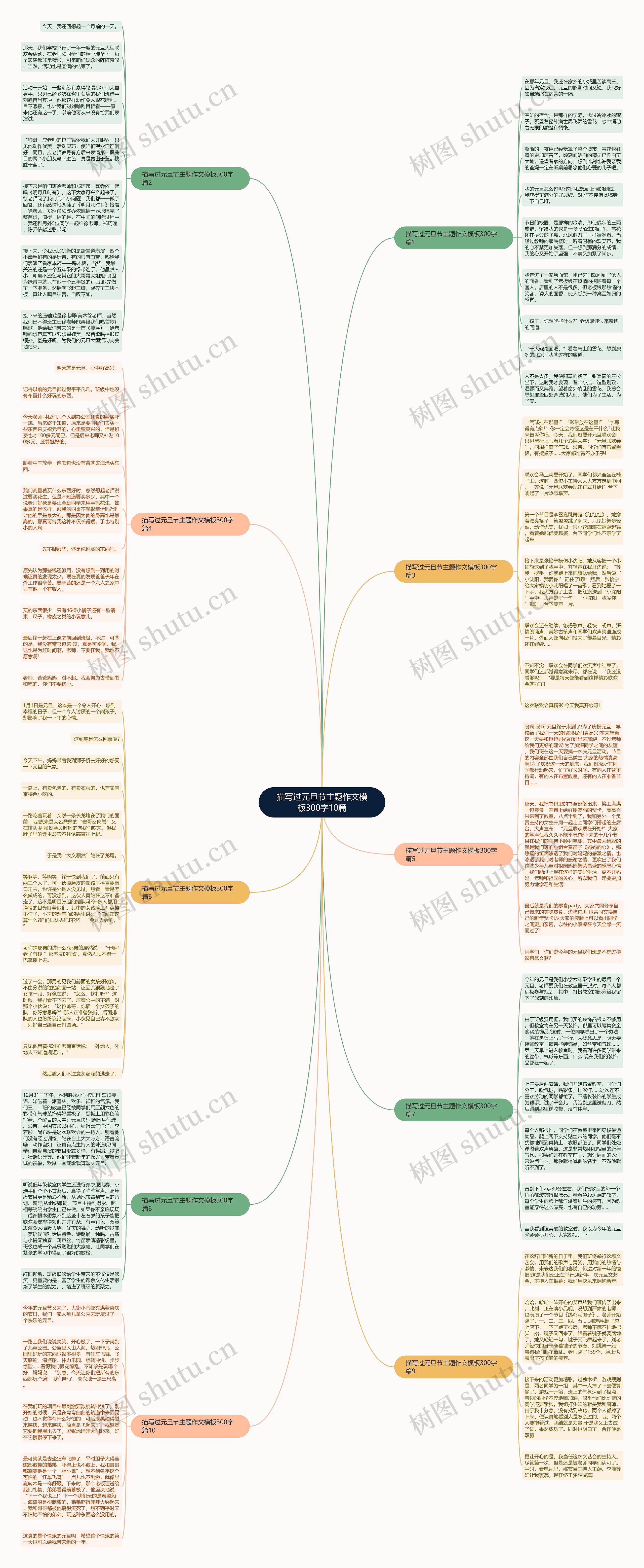 描写过元旦节主题作文300字10篇思维导图