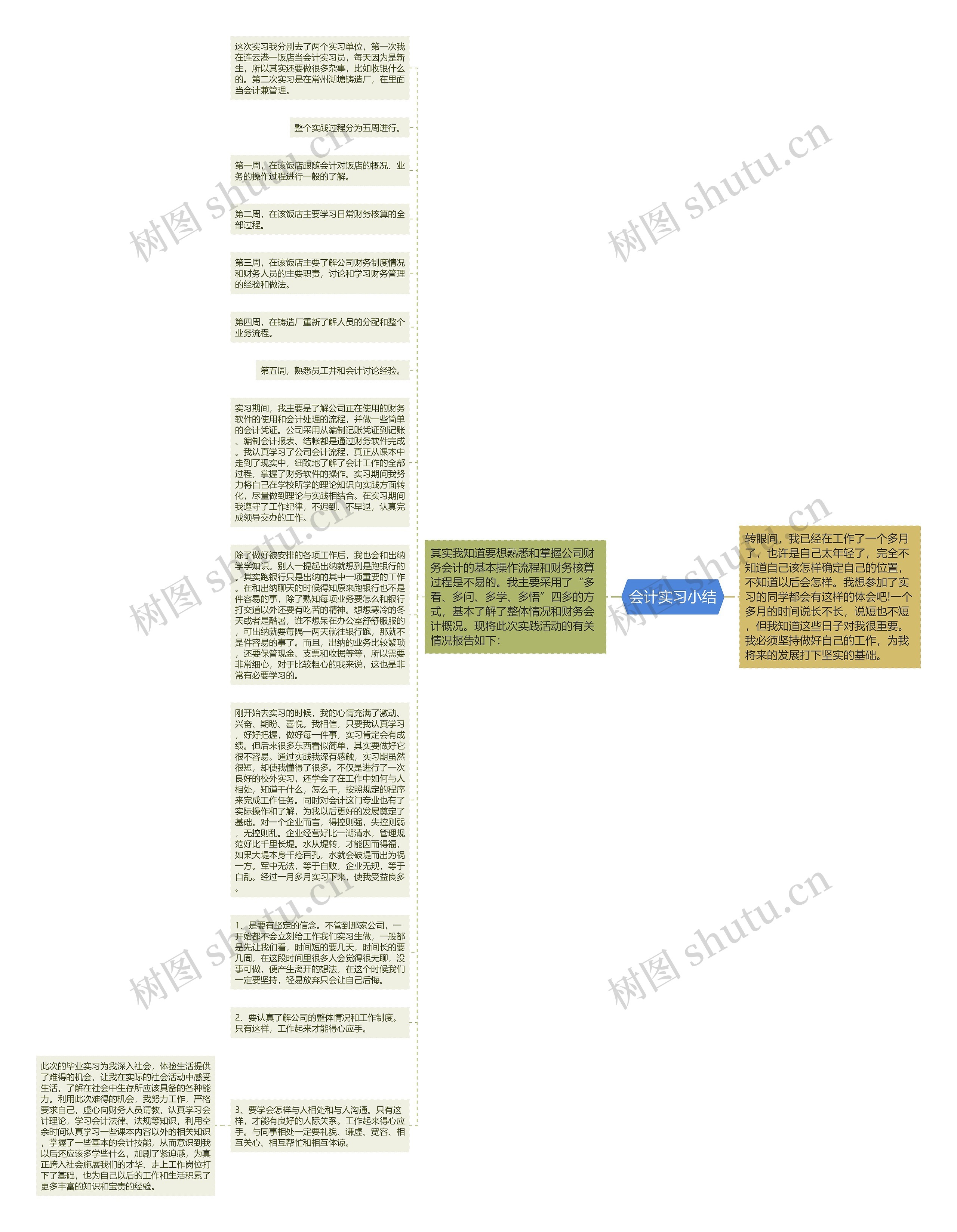 会计实习小结思维导图