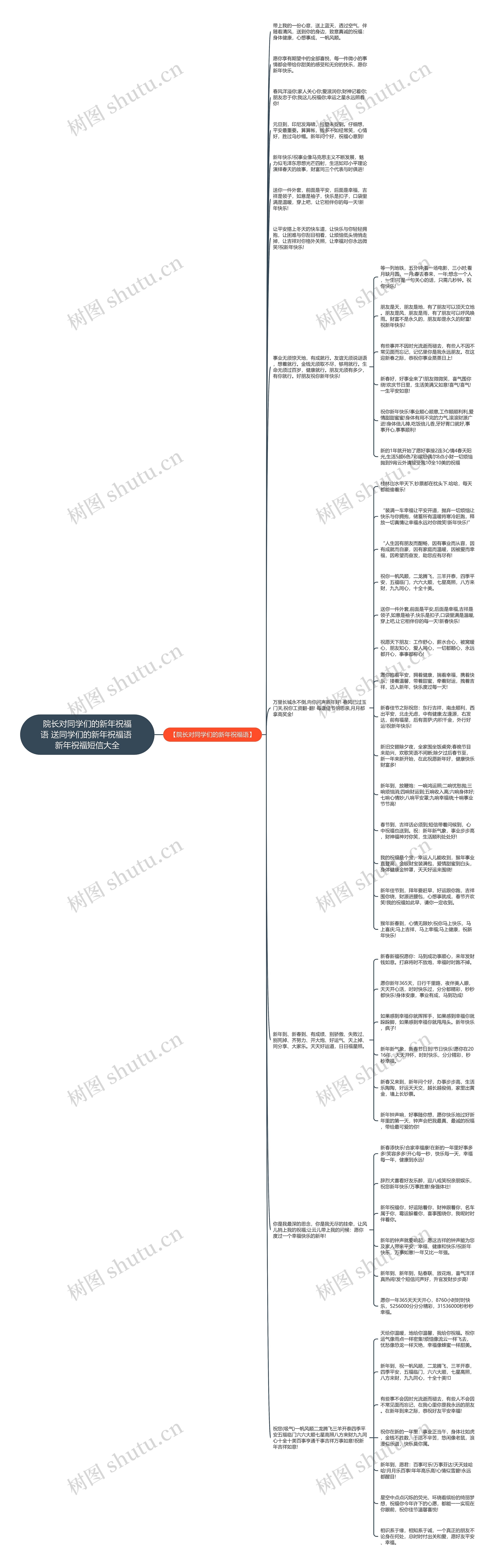 院长对同学们的新年祝福语 送同学们的新年祝福语 新年祝福短信大全思维导图