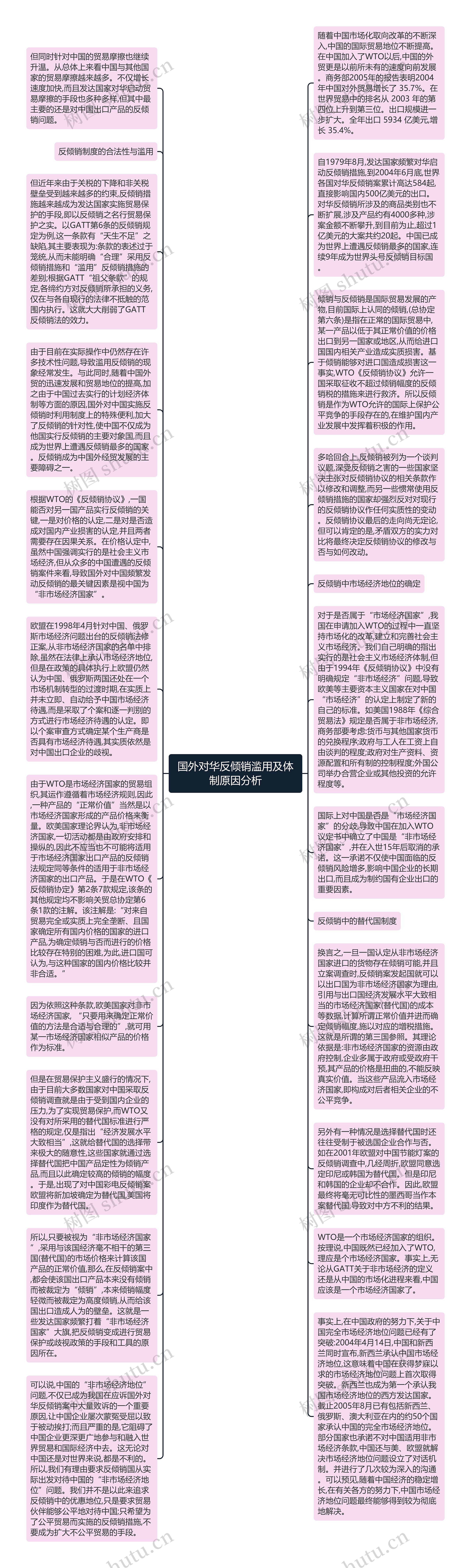 国外对华反倾销滥用及体制原因分析思维导图