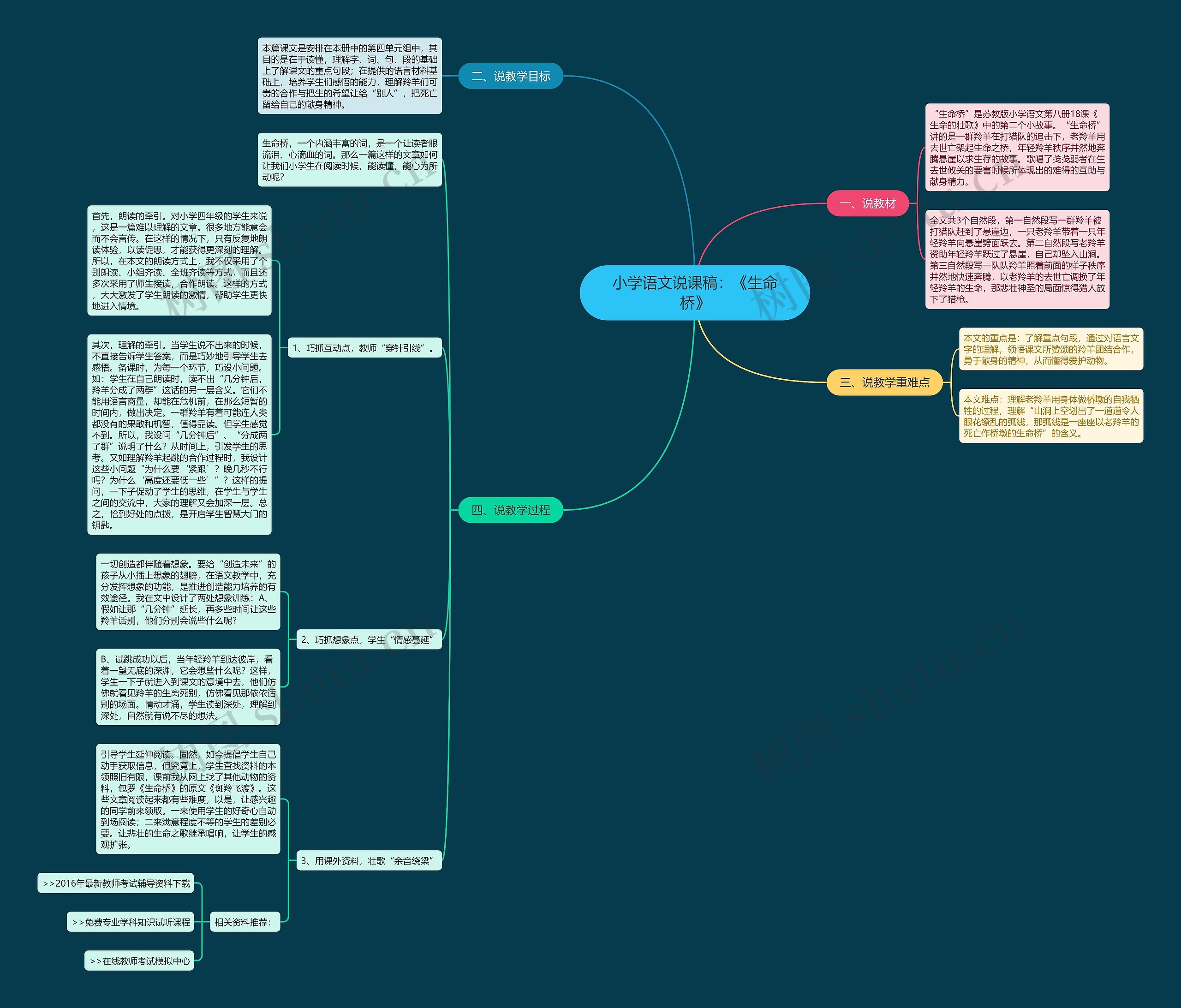 小学语文说课稿：《生命桥》思维导图