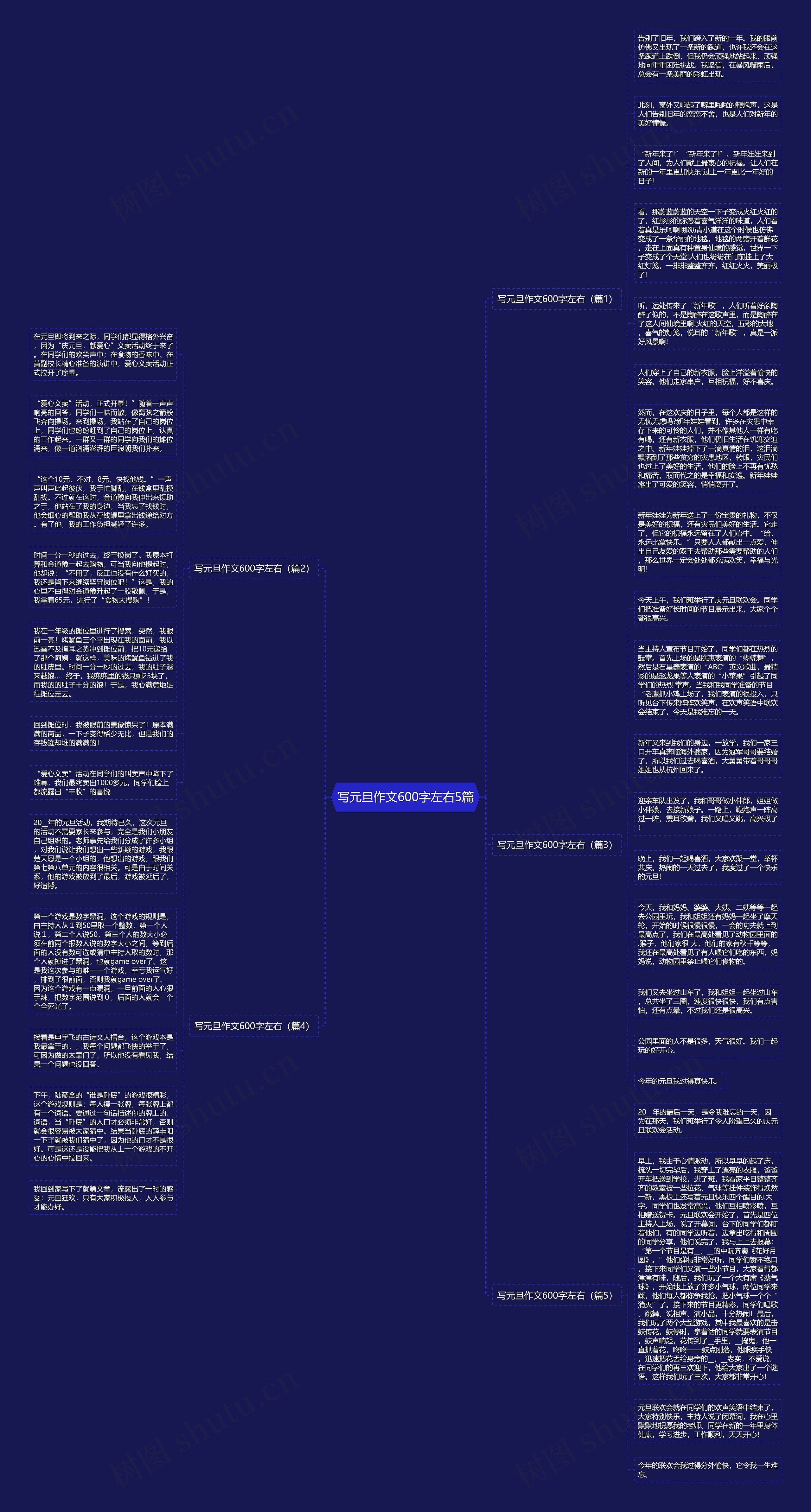 写元旦作文600字左右5篇思维导图