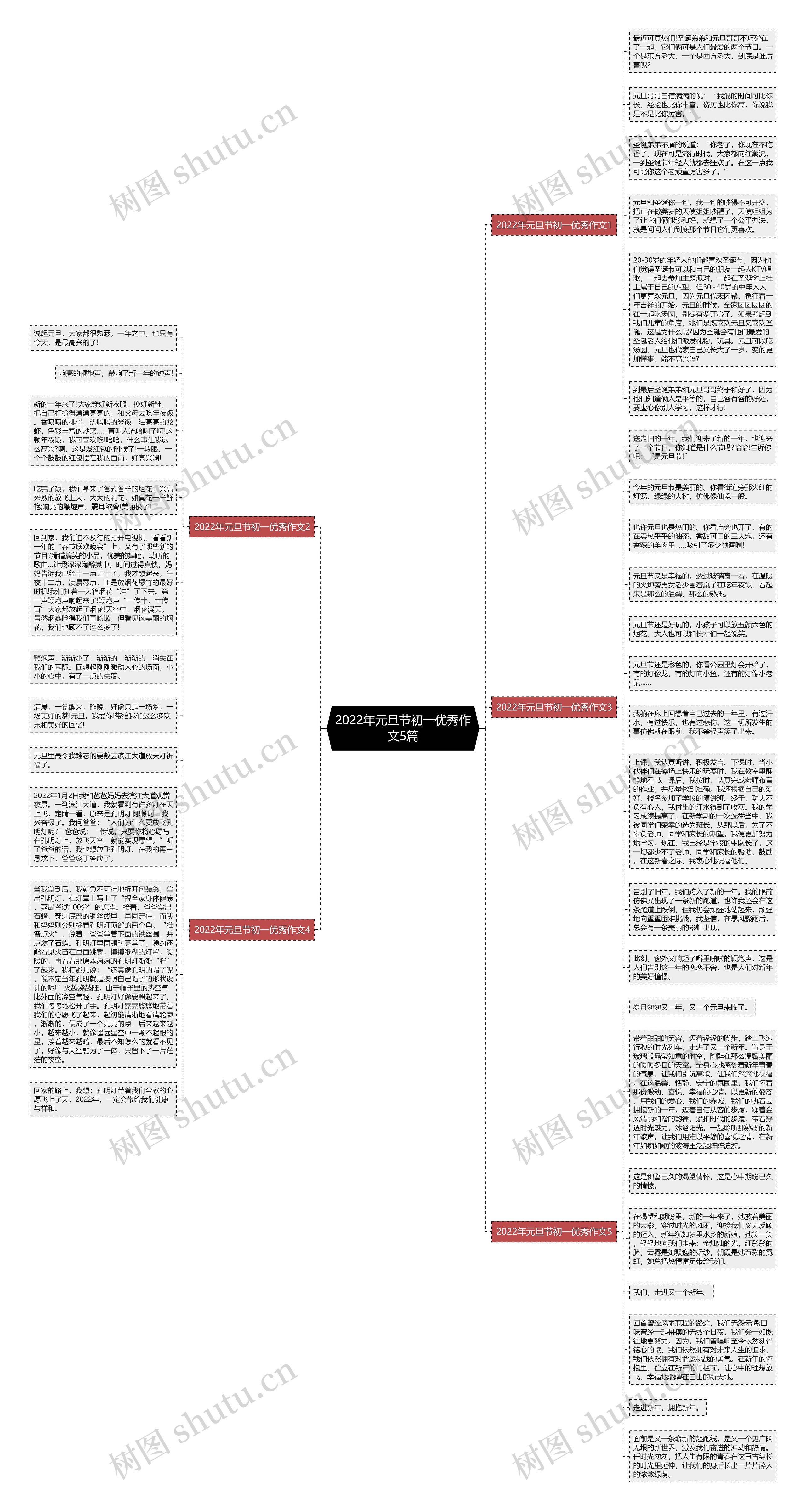 2022年元旦节初一优秀作文5篇思维导图