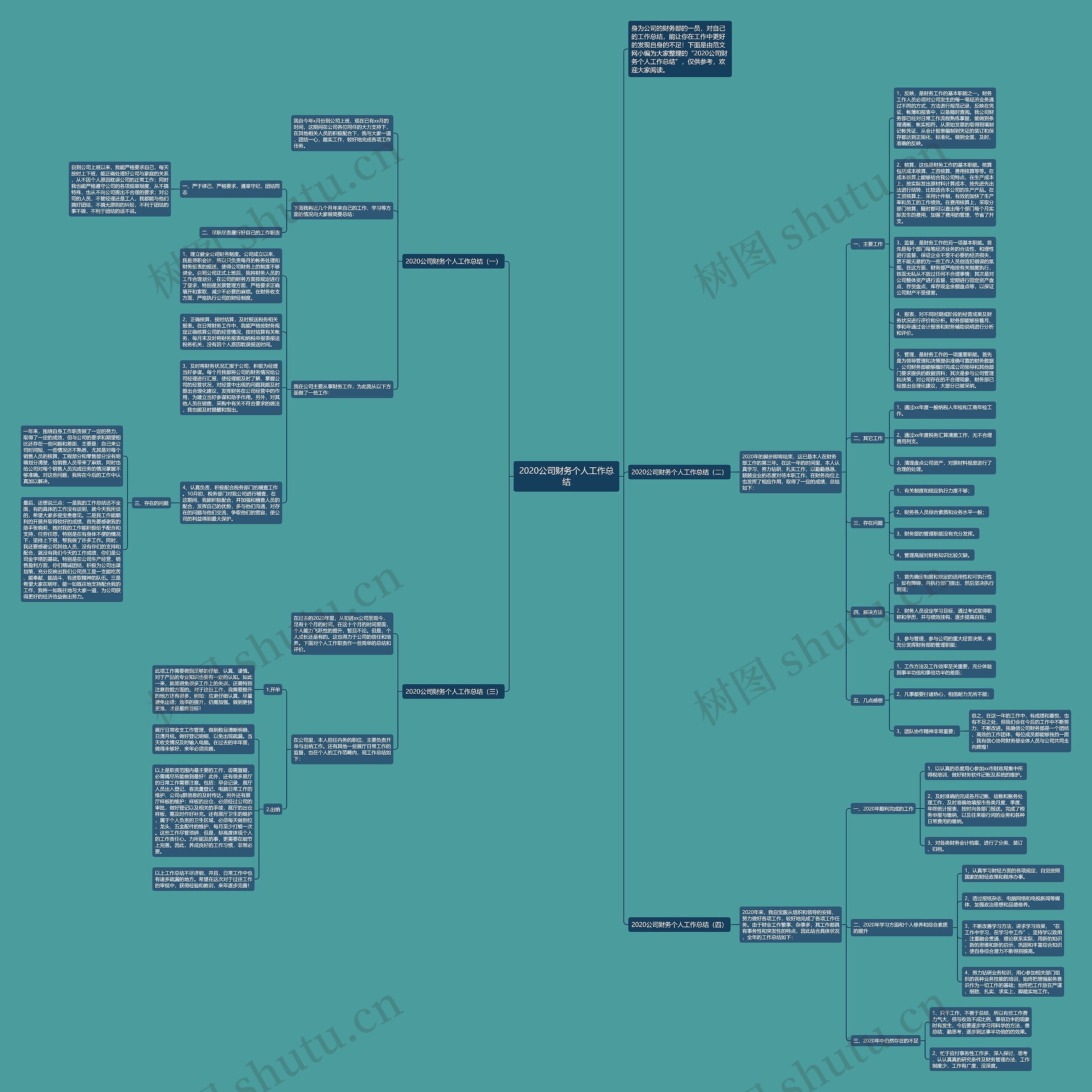 2020公司财务个人工作总结思维导图