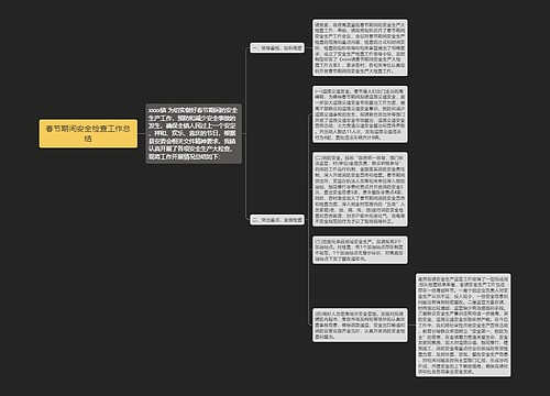 春节期间安全检查工作总结