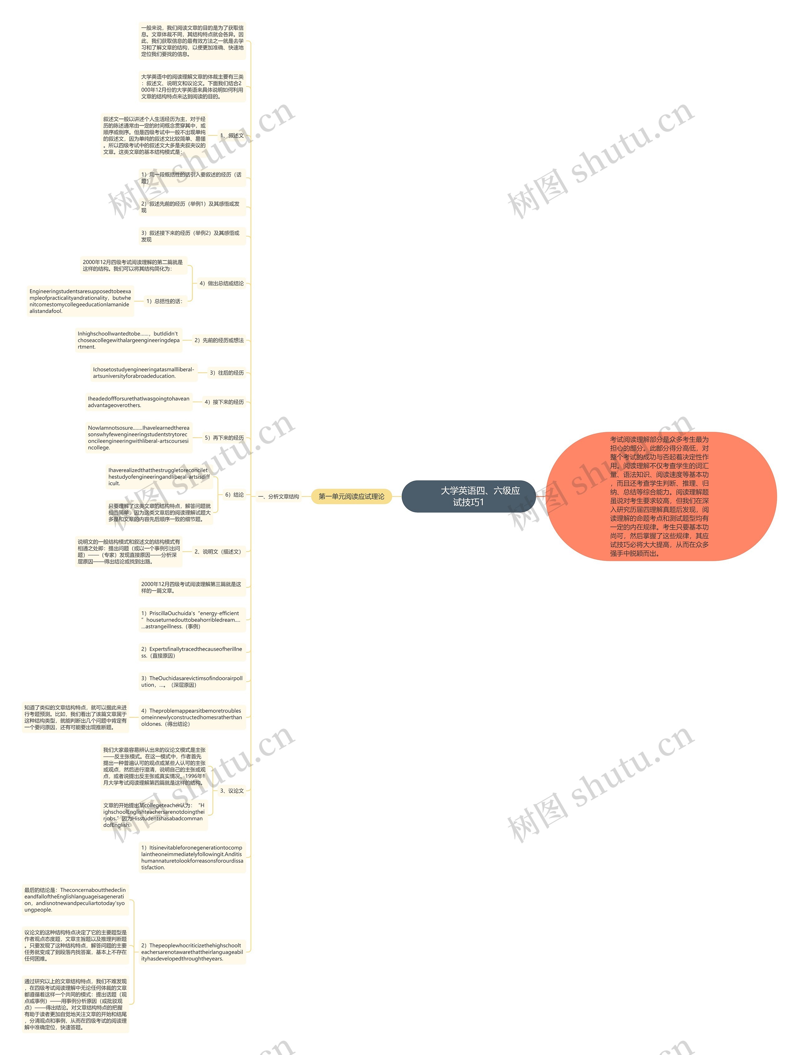         	大学英语四、六级应试技巧1思维导图
