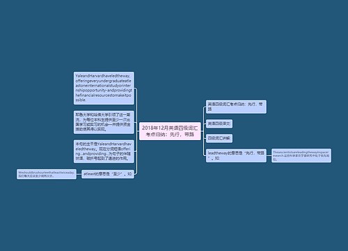 2018年12月英语四级词汇考点归纳：先行，带路