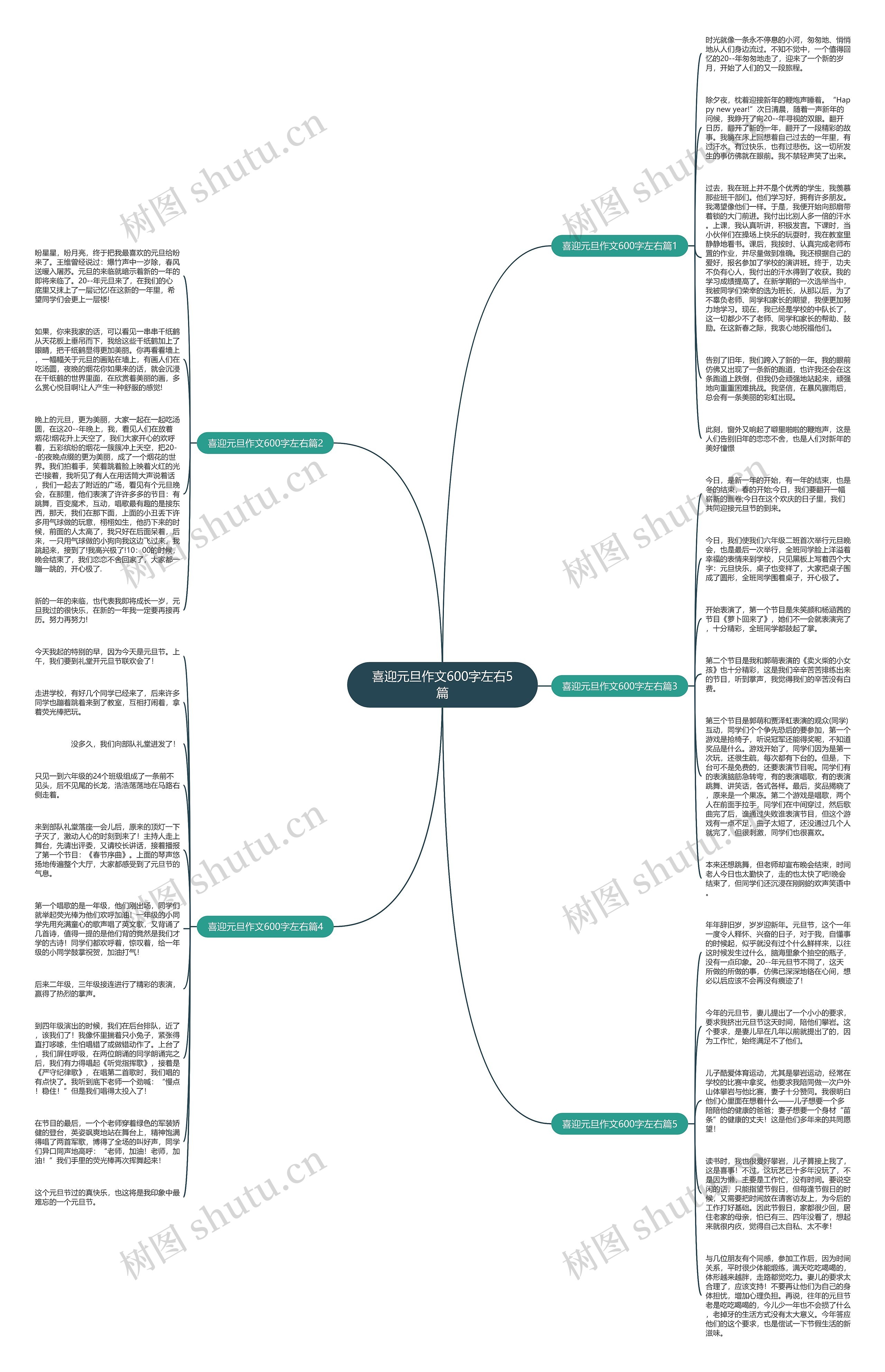 喜迎元旦作文600字左右5篇思维导图