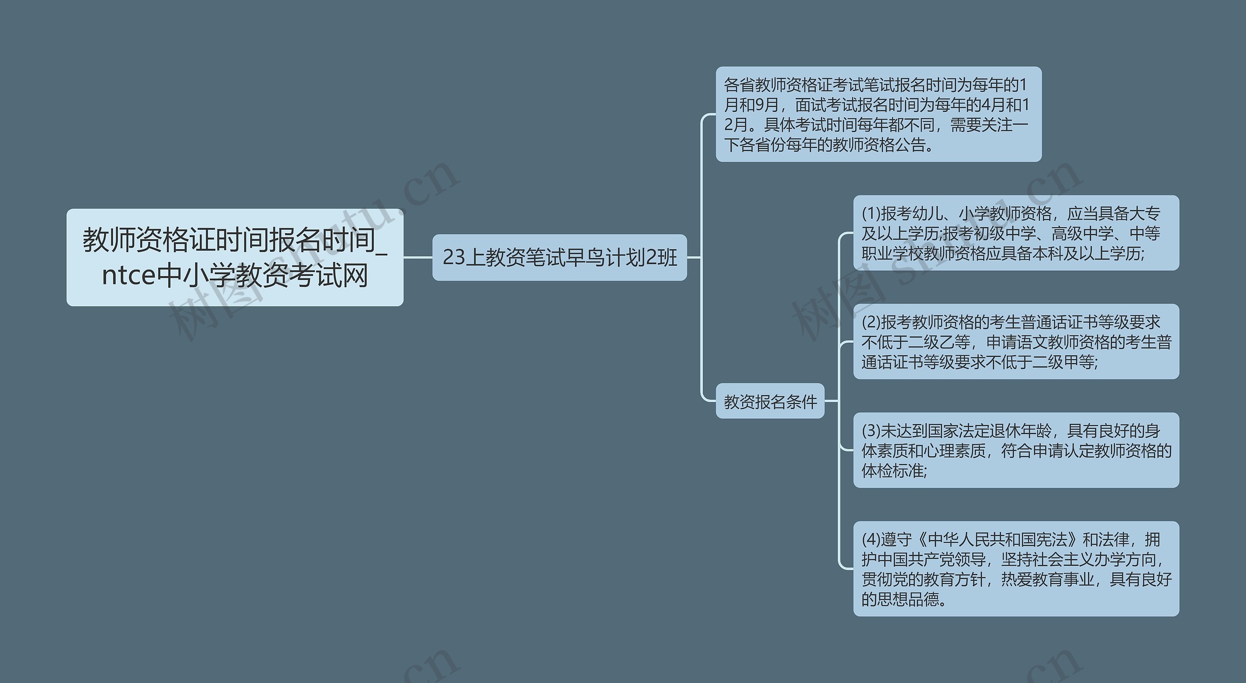 教师资格证时间报名时间_ntce中小学教资考试网思维导图