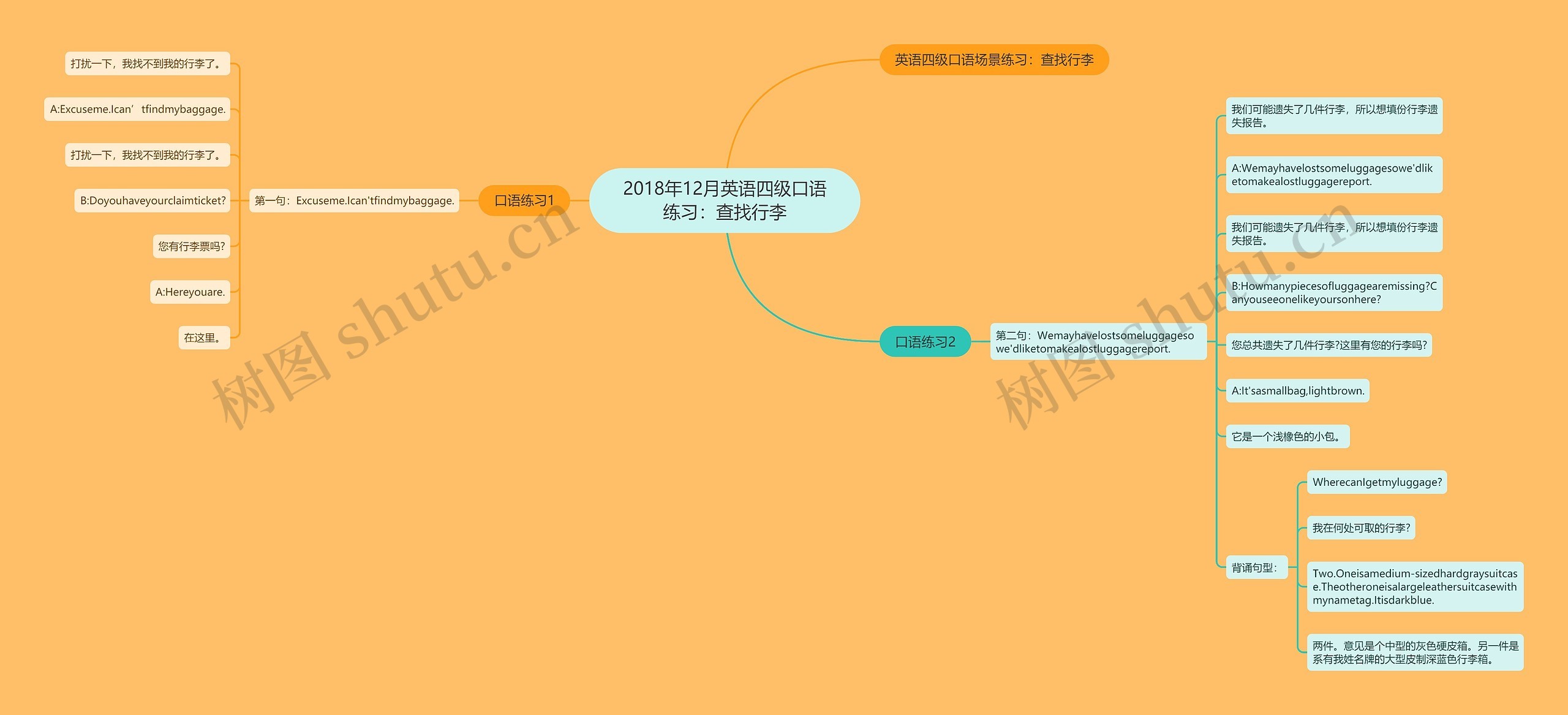 2018年12月英语四级口语练习:查找行李思维导图高清图 2018年12月英语四级口语练习:查找行李思维导图