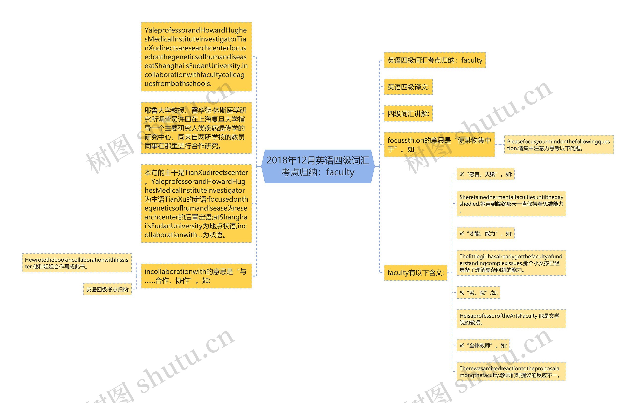 2018年12月英语四级词汇考点归纳：faculty思维导图