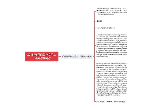 2018年6月四级作文范文：活到老学到老