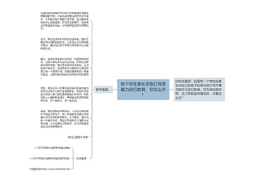 有个学生家长采取打骂等暴力进行教育，你怎么办？