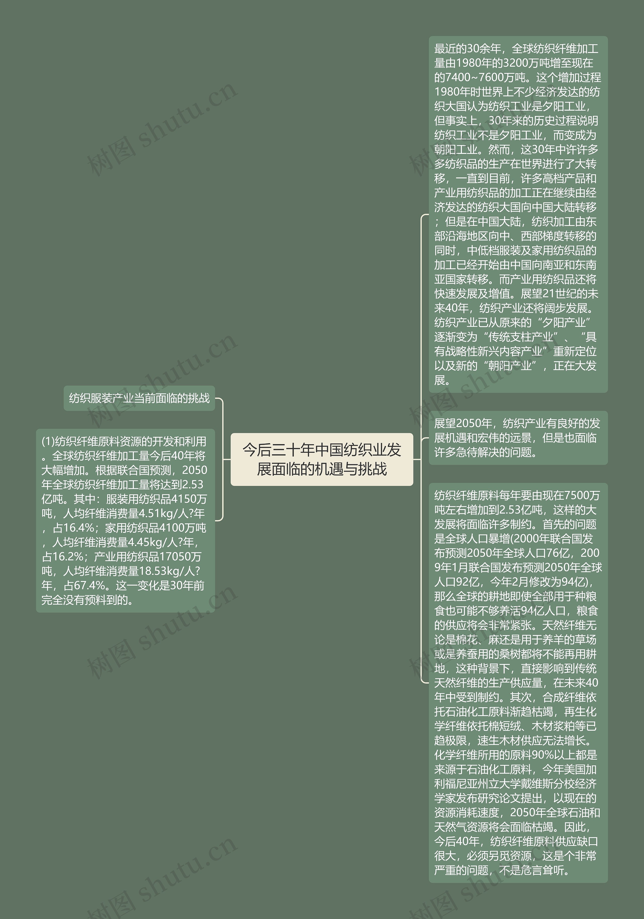 今后三十年中国纺织业发展面临的机遇与挑战思维导图